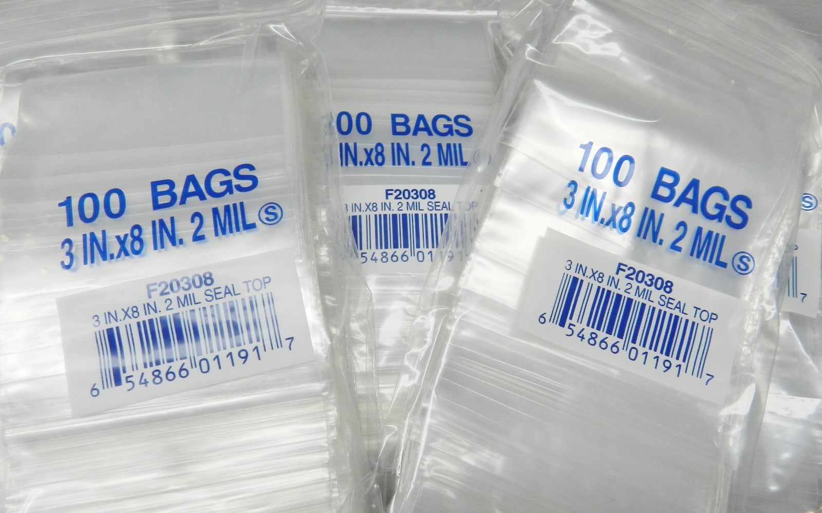 500 Zip Seal Bags 3″ x 8″ Clear 2Mil Baggies Reclosable Poly Zip Slide Lock Bag