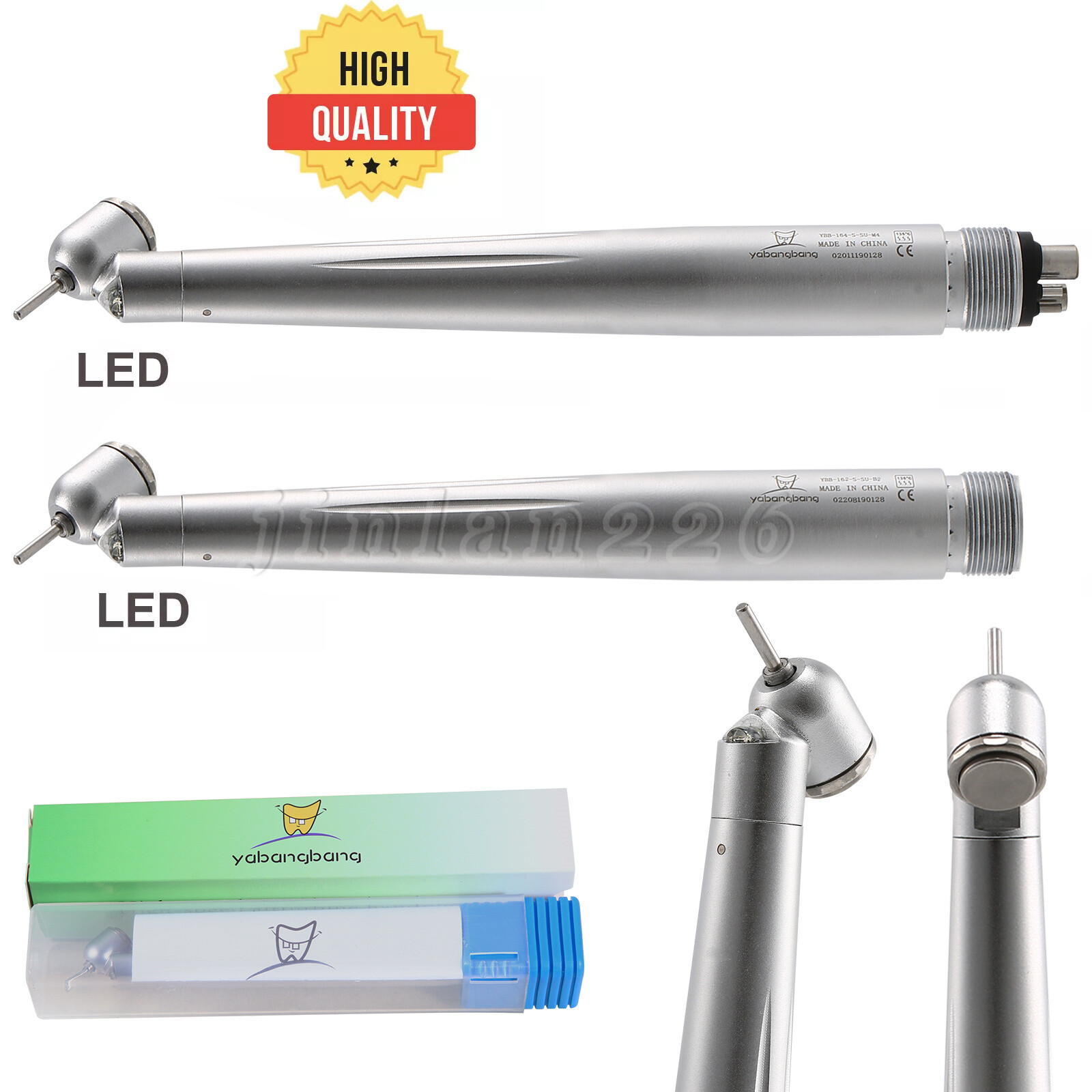 Dental 45° LED High Speed Handpiece 2/4Holes /White Stone/Silicone Polishing Bur