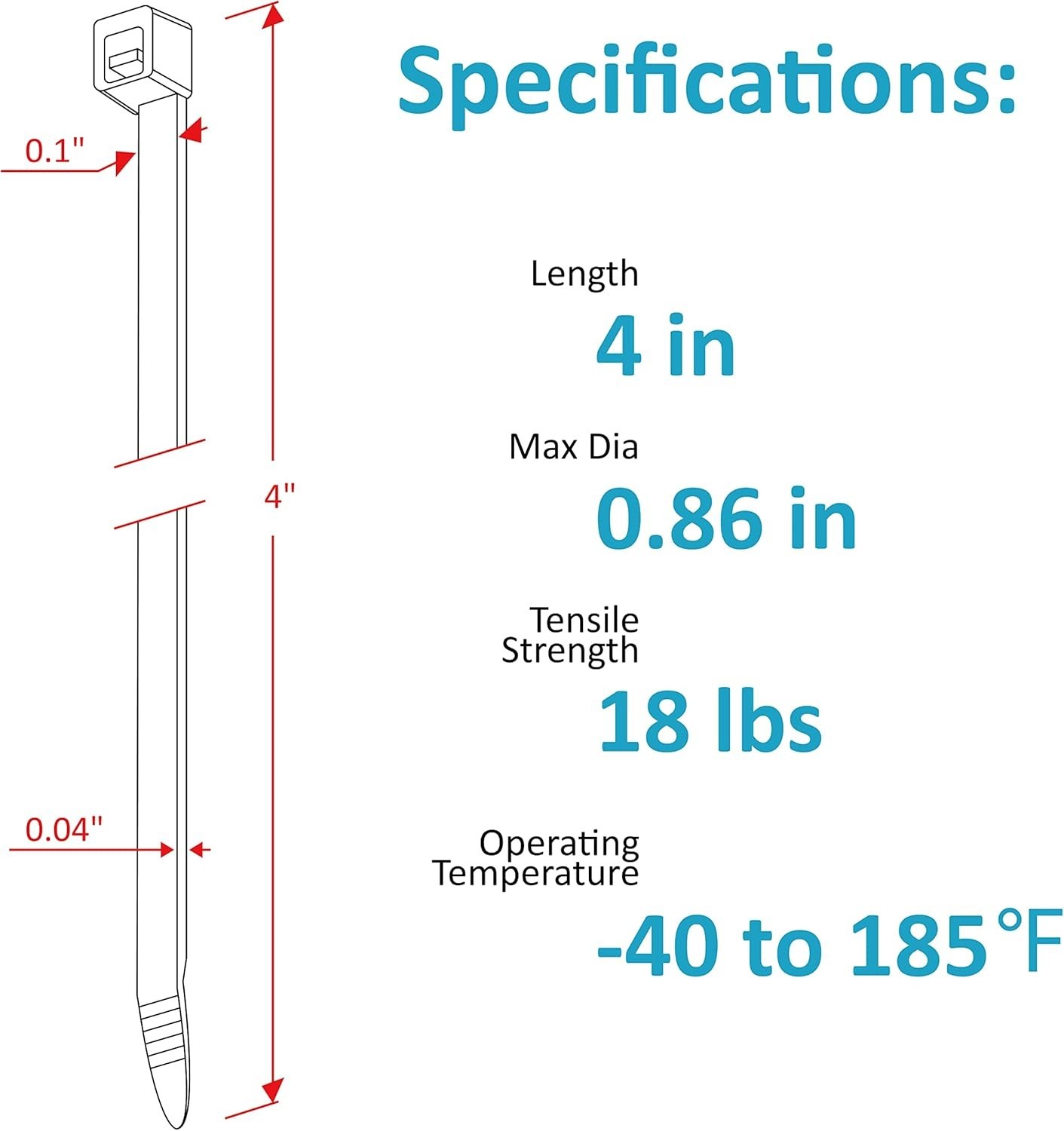 High-Quality 4 Inch Zip Ties – 200 Pack for Secure Binding Applications
