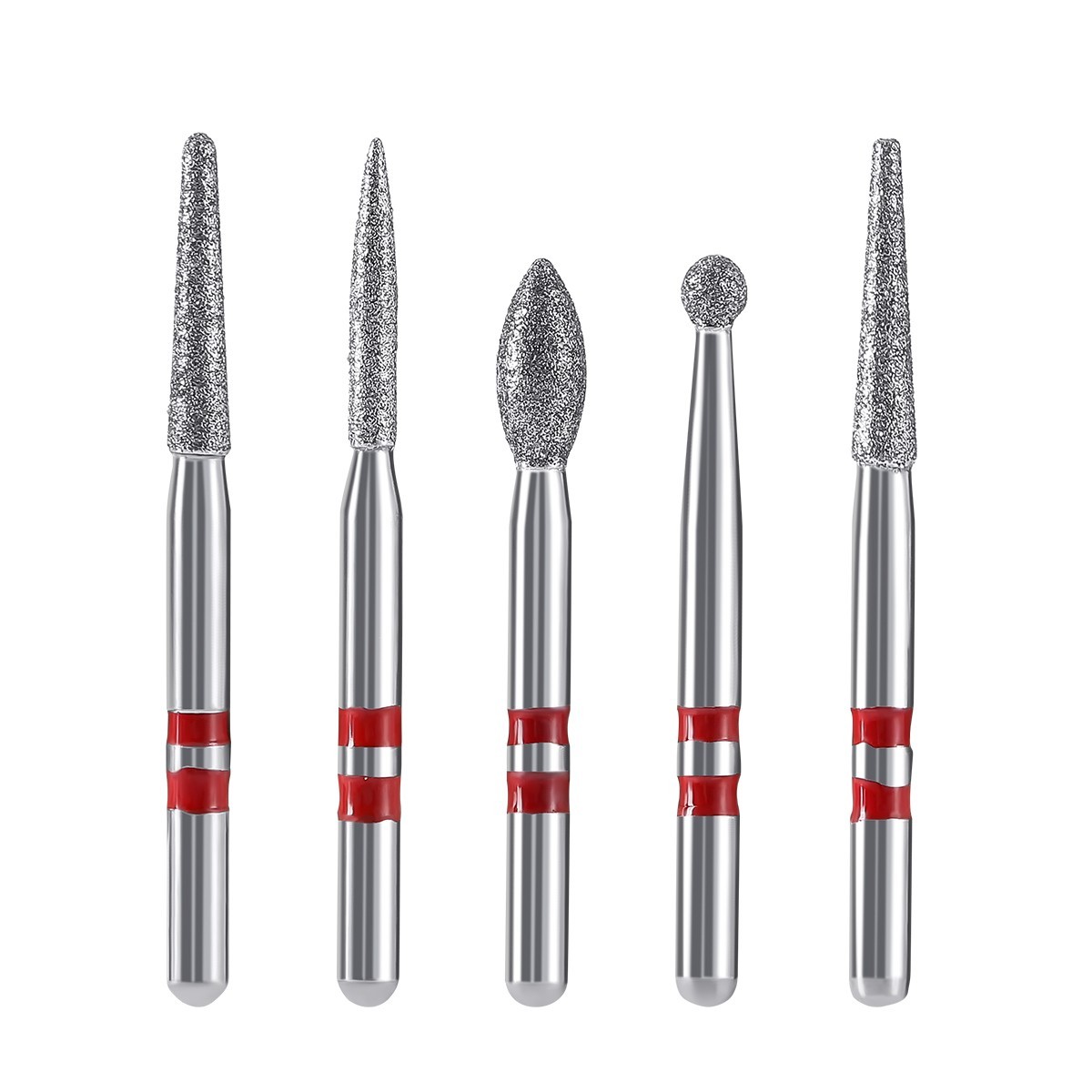 5pcs Dental Diamond Zirconia Cutting Burs Kit FG 1.6mm Fit High Speed Handpiece