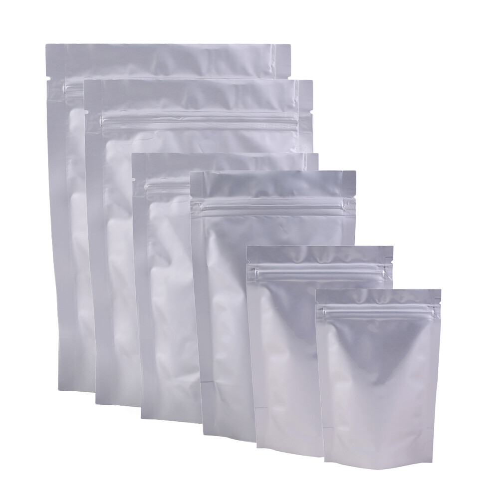 New Heavy Duty Silver Stand Up Mylar QuickQlick™ Resealable Bags Different Sizes