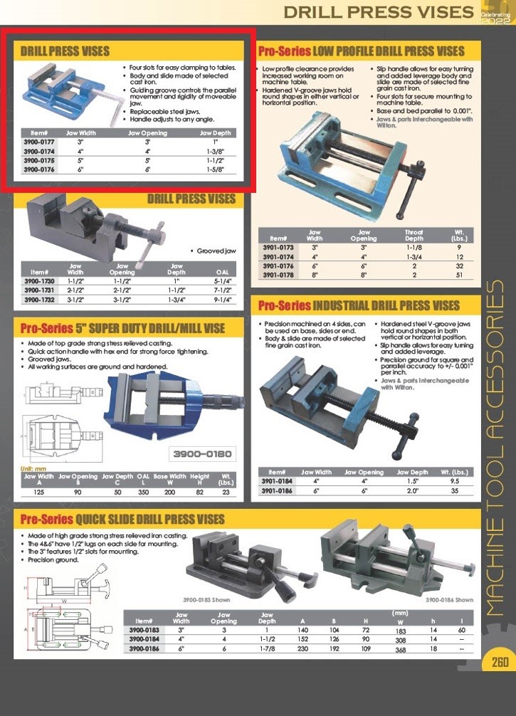 6″ DRILL PRESS VISE (3900-0176)