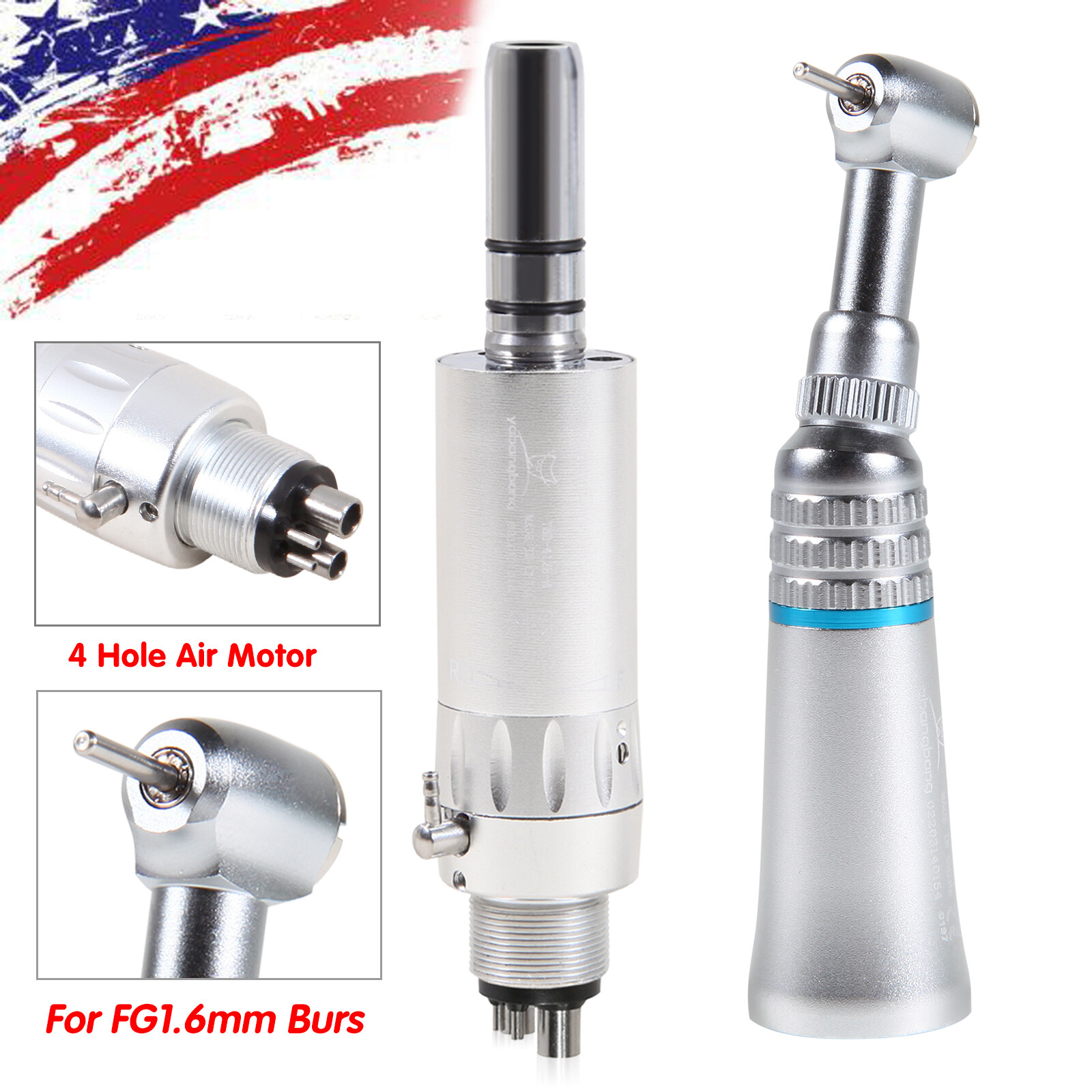 1-10Pcs Dental Low Speed Contra Angle Handpiece Fit FG 1.6mm Burs / 4H Air Motor