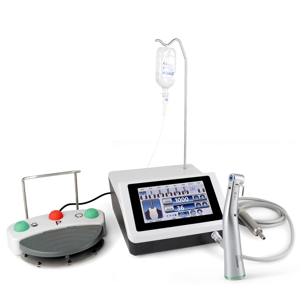 AZDENT Dental Surgical Implant Motor System Touch Screen 20:1 LED Contra Angle