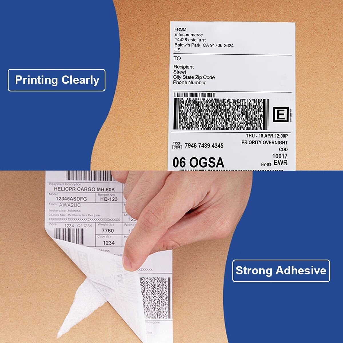 4×6 Fanfold Direct Thermal Labels for Zebra Rollo MUNBYN Printer (500 Per Stack)