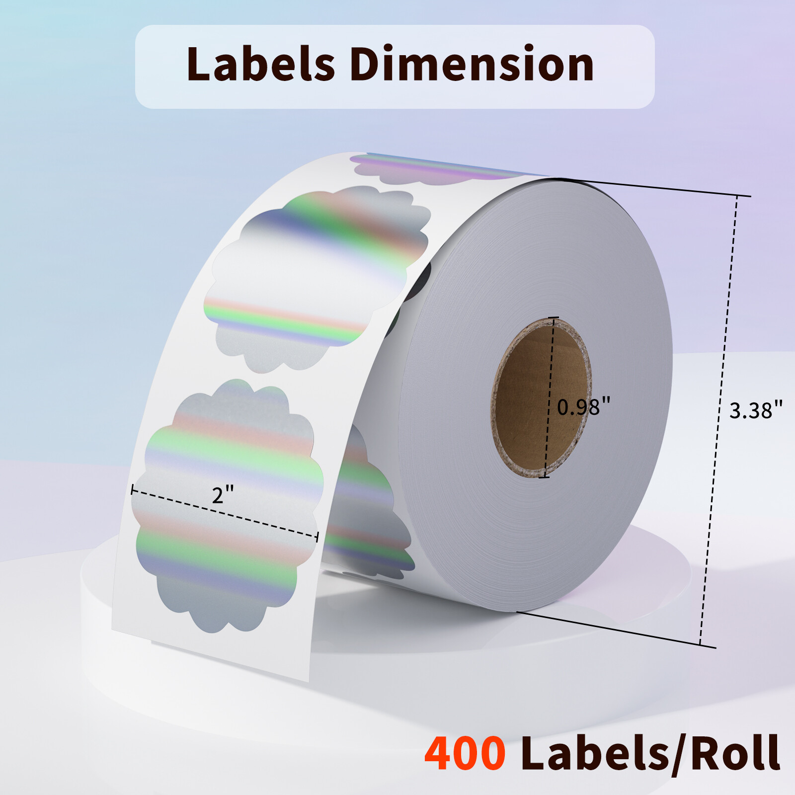 Holographic Thermal Labels 2” Flower Stickers for Thanks Card Logo Tag 400/Roll