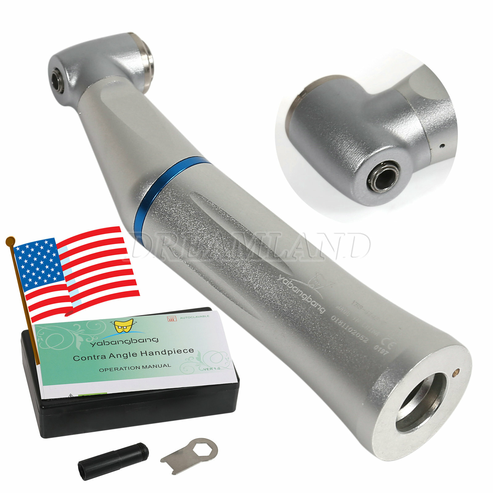 USA Internal Water Spray Dental Low Speed 1:1 Contra Angle Handpiece fits NSK