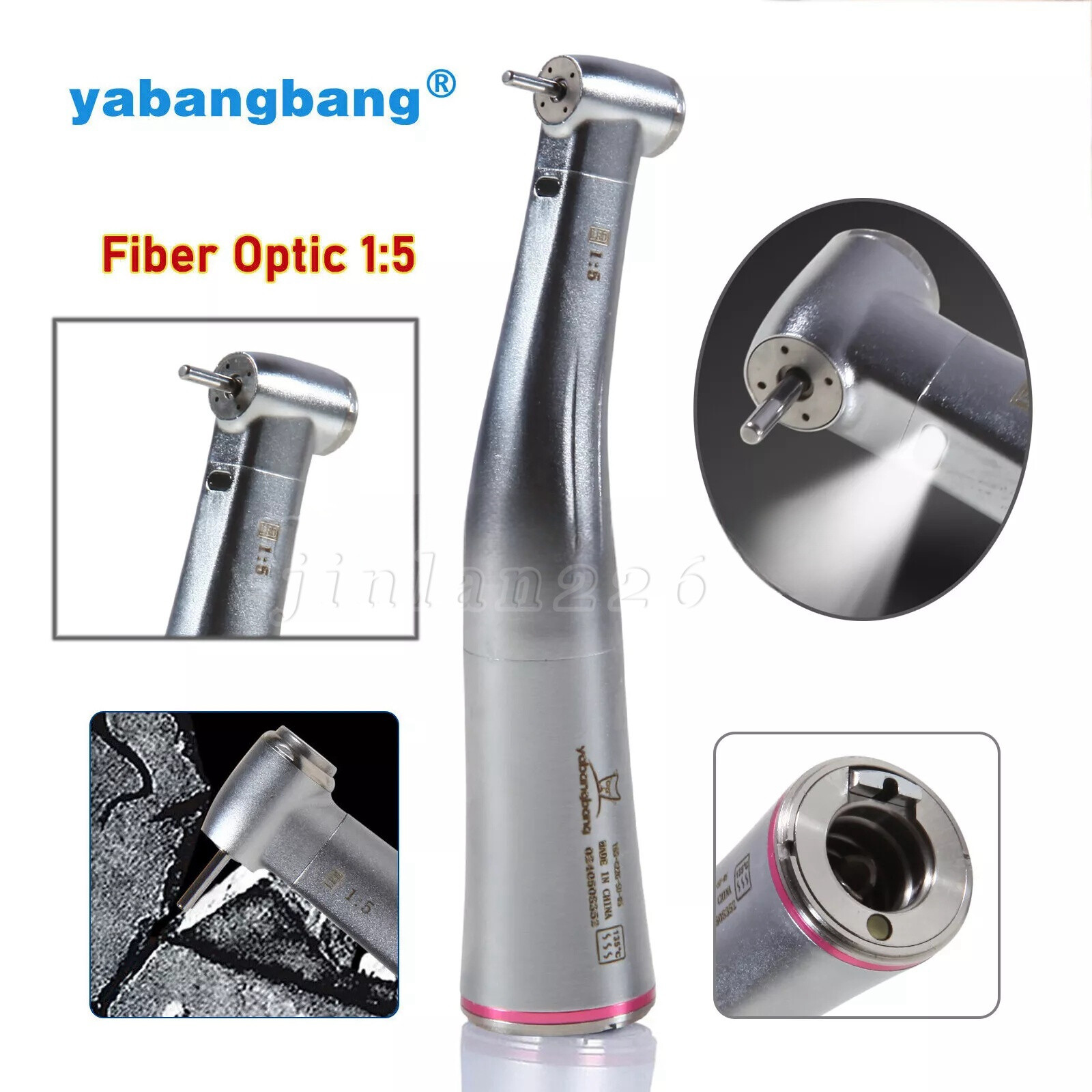 Dental 1:5 Optic LED Contra Angle Increasing Handpiece Fit NSK Electric Motor ZS