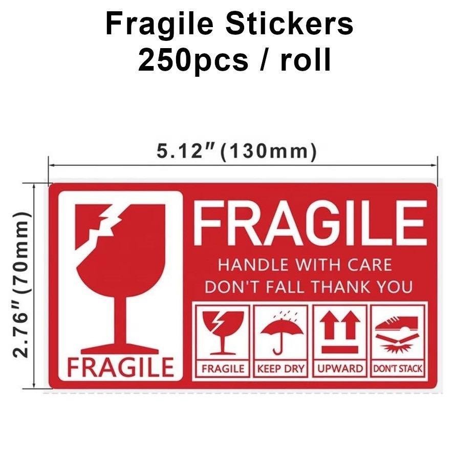 Fragile Stickers 1 Roll 250 Labels 2.76″ x 5.12″ Strong Adhesive Warning Labels