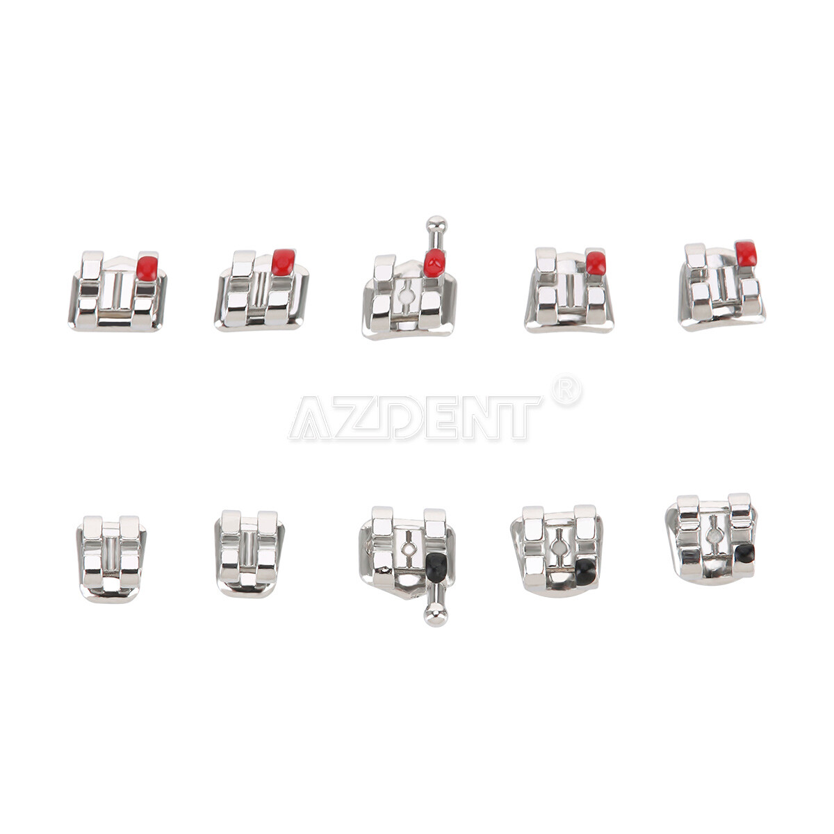 10X AZDENT Dental Orthodontic Metal Brackets Braces Standard MBT.022 Hooks 3 USA