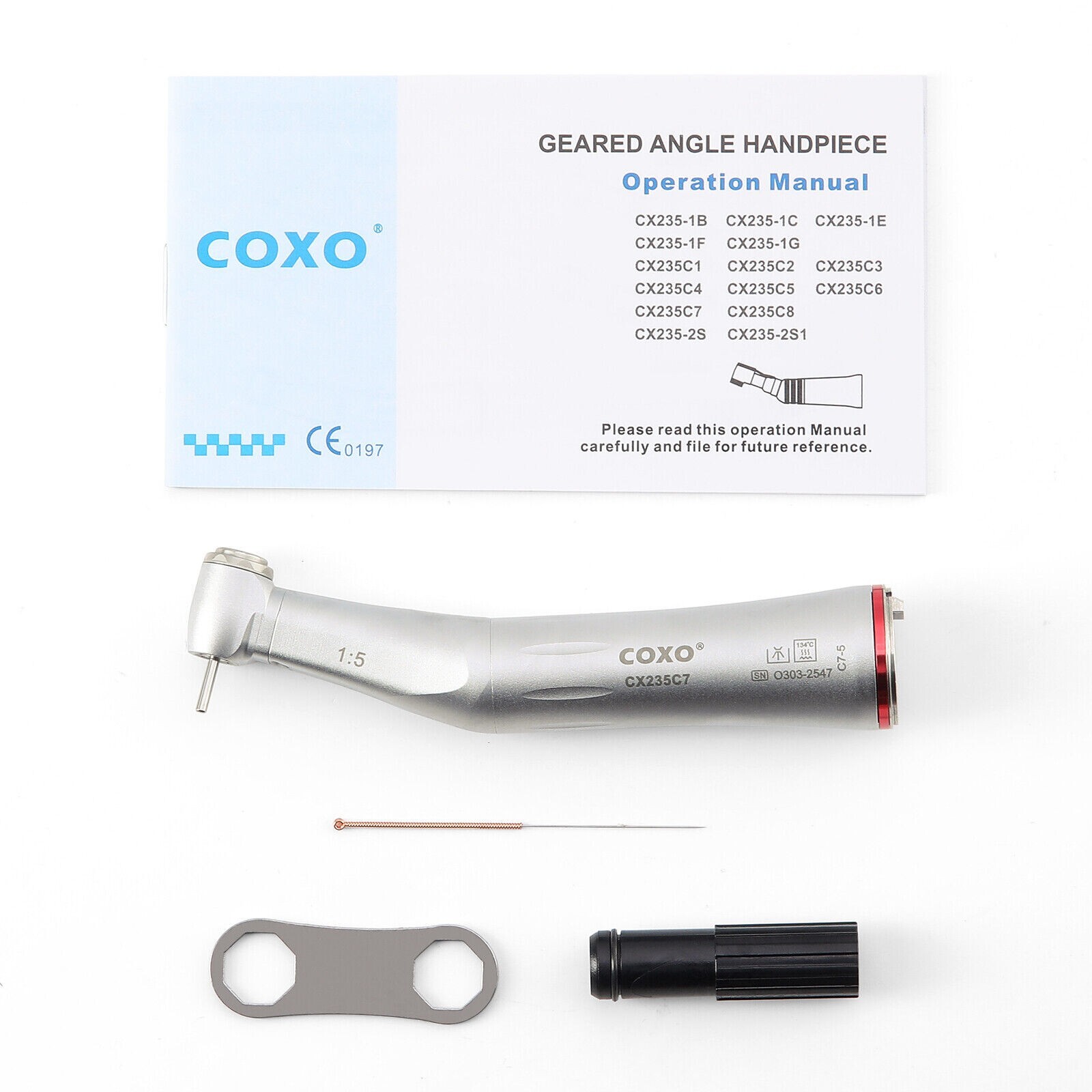 COXO Dental Optic Fiber LED 1:5 Contra Angle Inner Channel Handpiece LED Head
