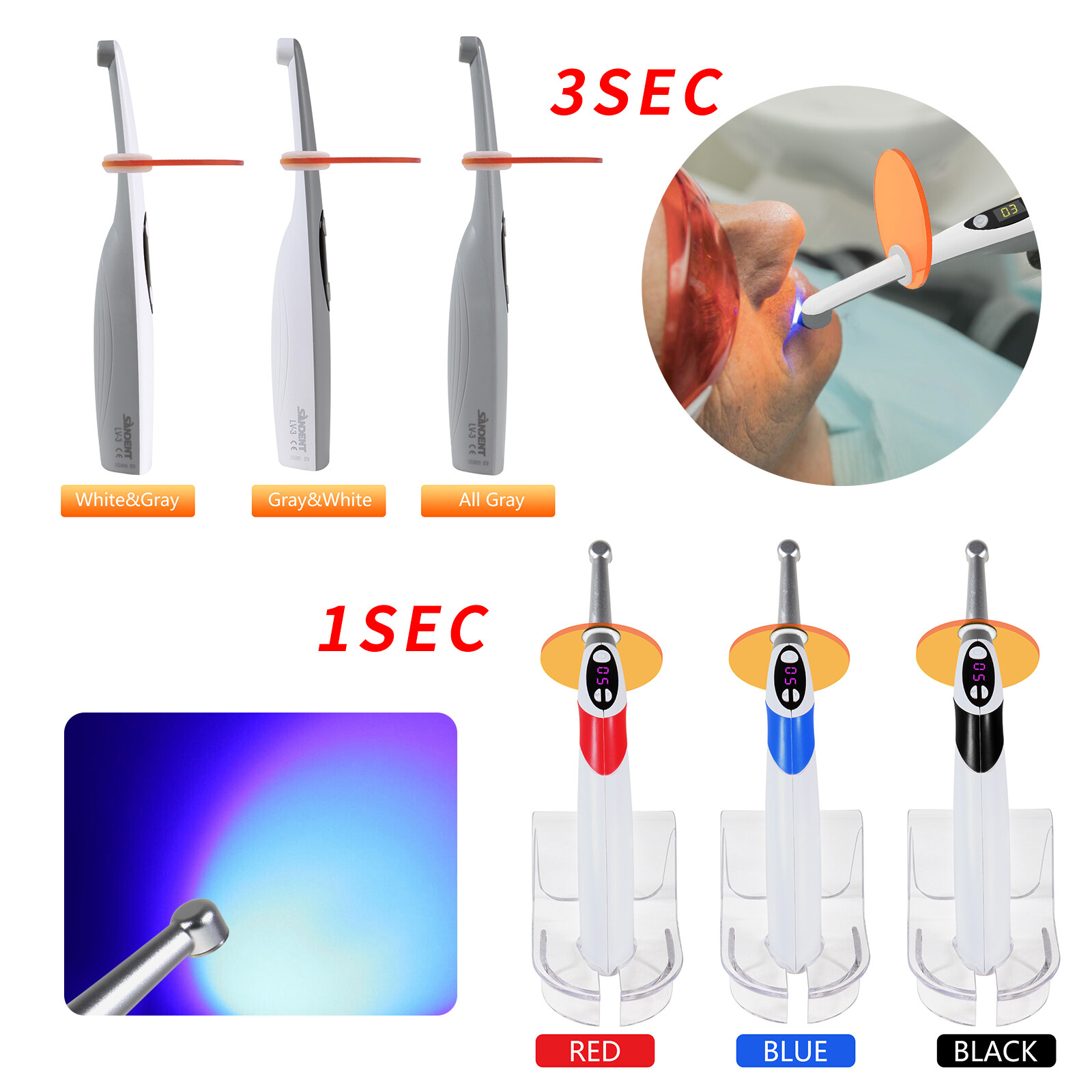 1/3s Dental Curing Light Lamp Dental Light Cure FOTOPOLIMERIZADOR Dental Resin