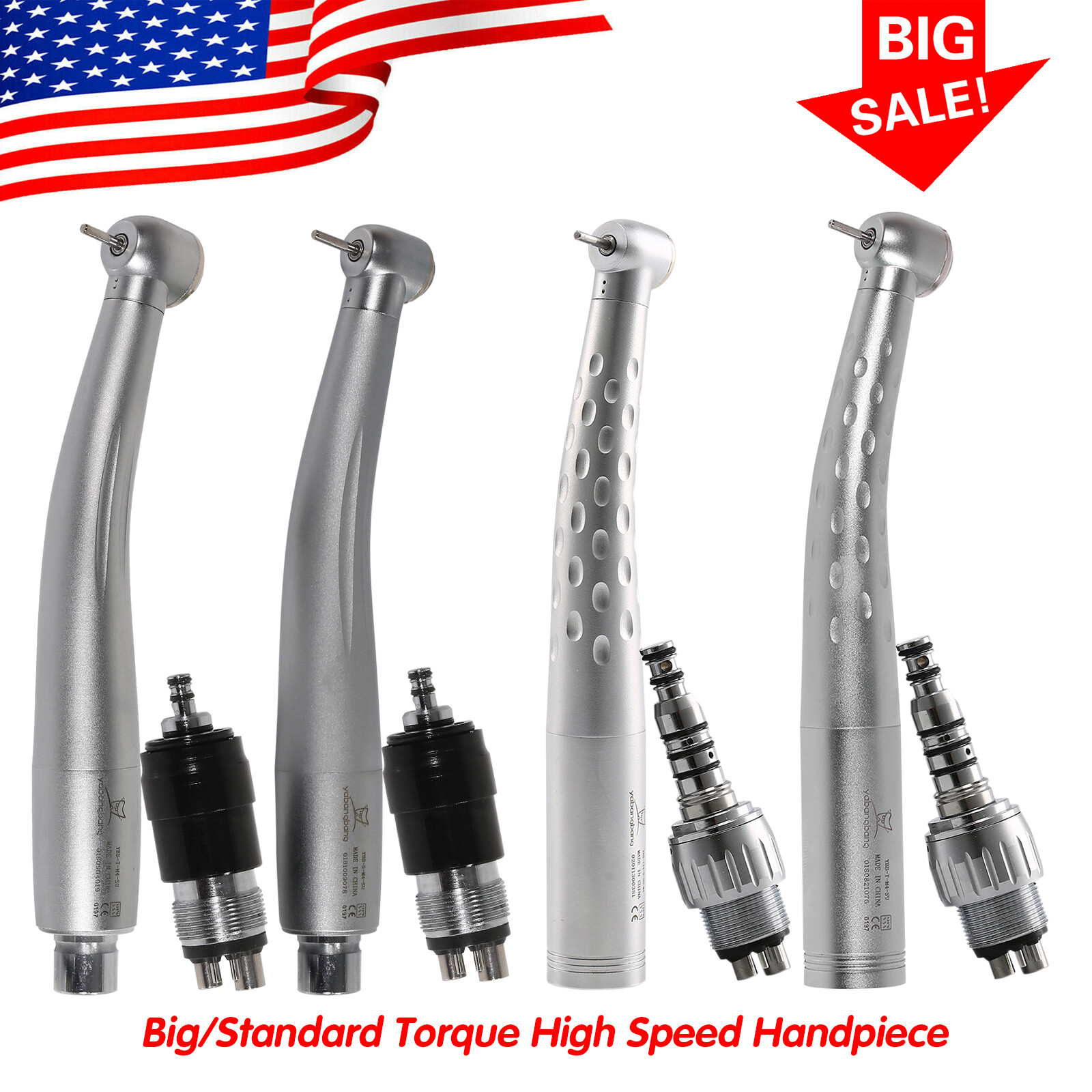 1-5 YABANGBANG Dental High Speed Handpiece + 4 Hole Quick Coupler 360° Swivel US