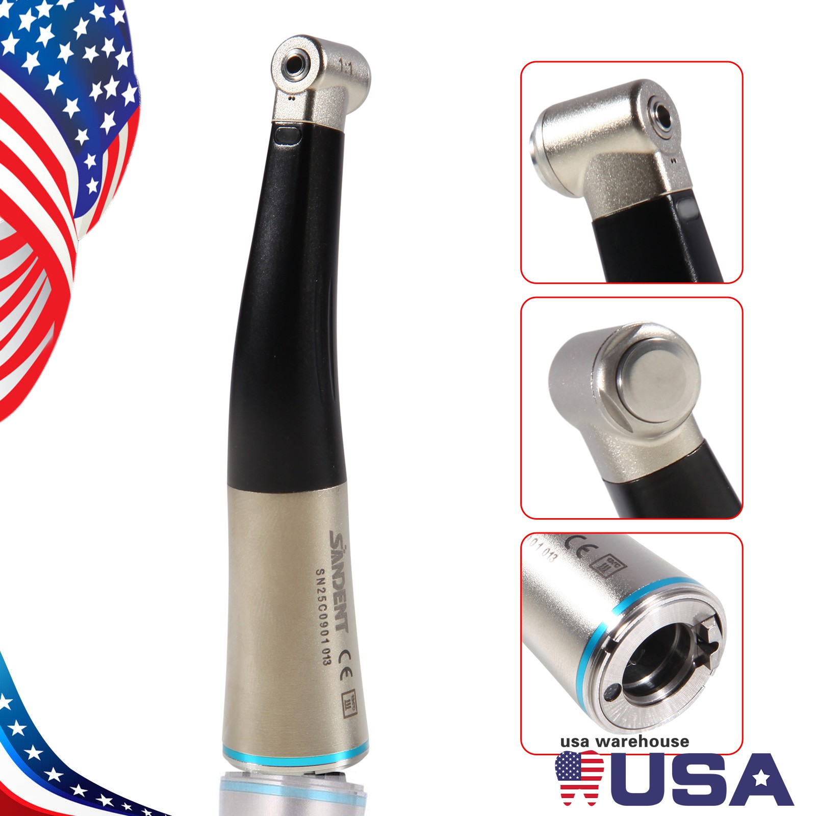 Dental 1:1 Fiber Optic LED Contra Angle Handpiece NSK STYLE YBB