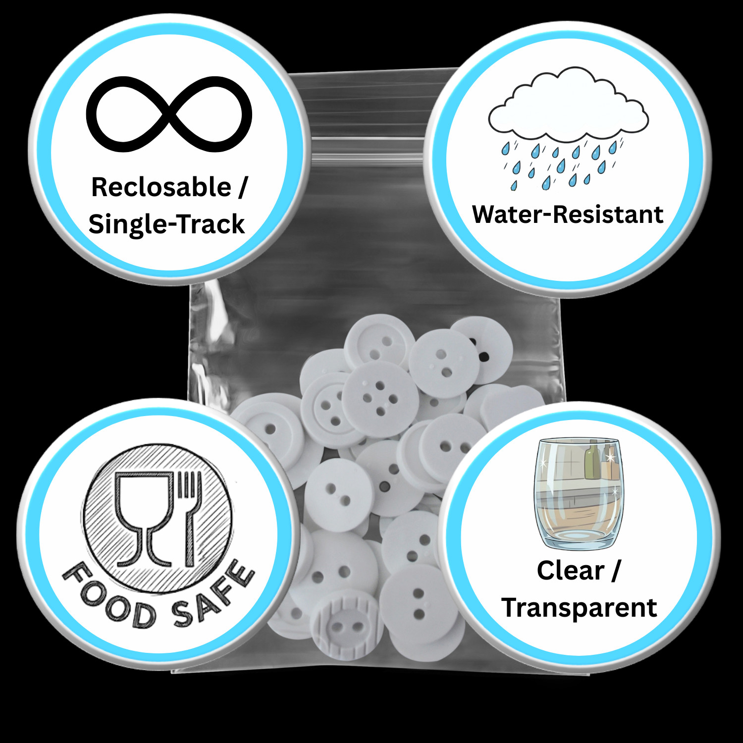2 Mil 12 x 15″ Freezer Storage Top Seal Reclosable Clear Polybags 10000 Pcs