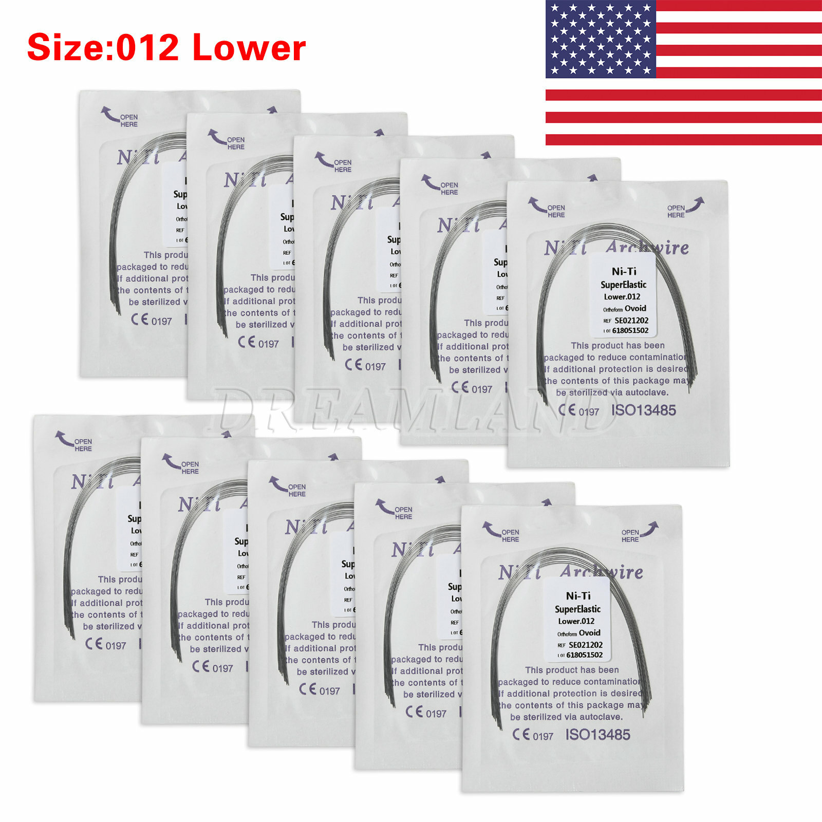100pcs/10 Bags dental super elastic niti round arch wires Ovoid form Ortho
