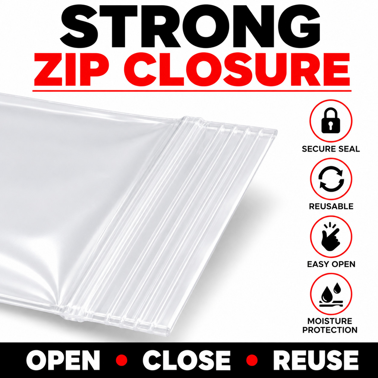 2″ x 6″ Clear Reclosable Poly Bags 4 Mil Zip Lock Plastic Bags Choose Quantity