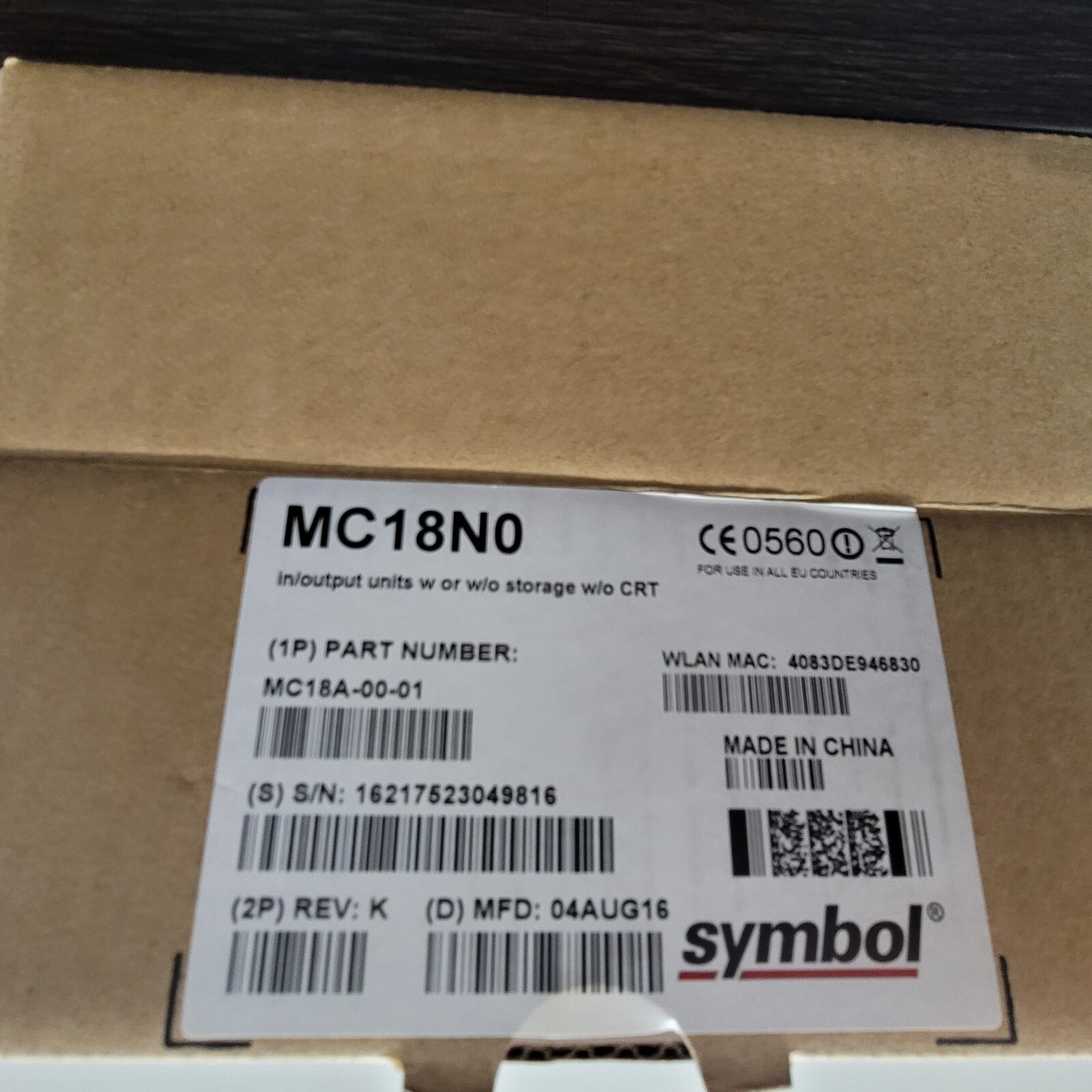 Zebra MC-18N0 andriod KitKat, 2D imager, 1GB/4GB, MSRP 1300