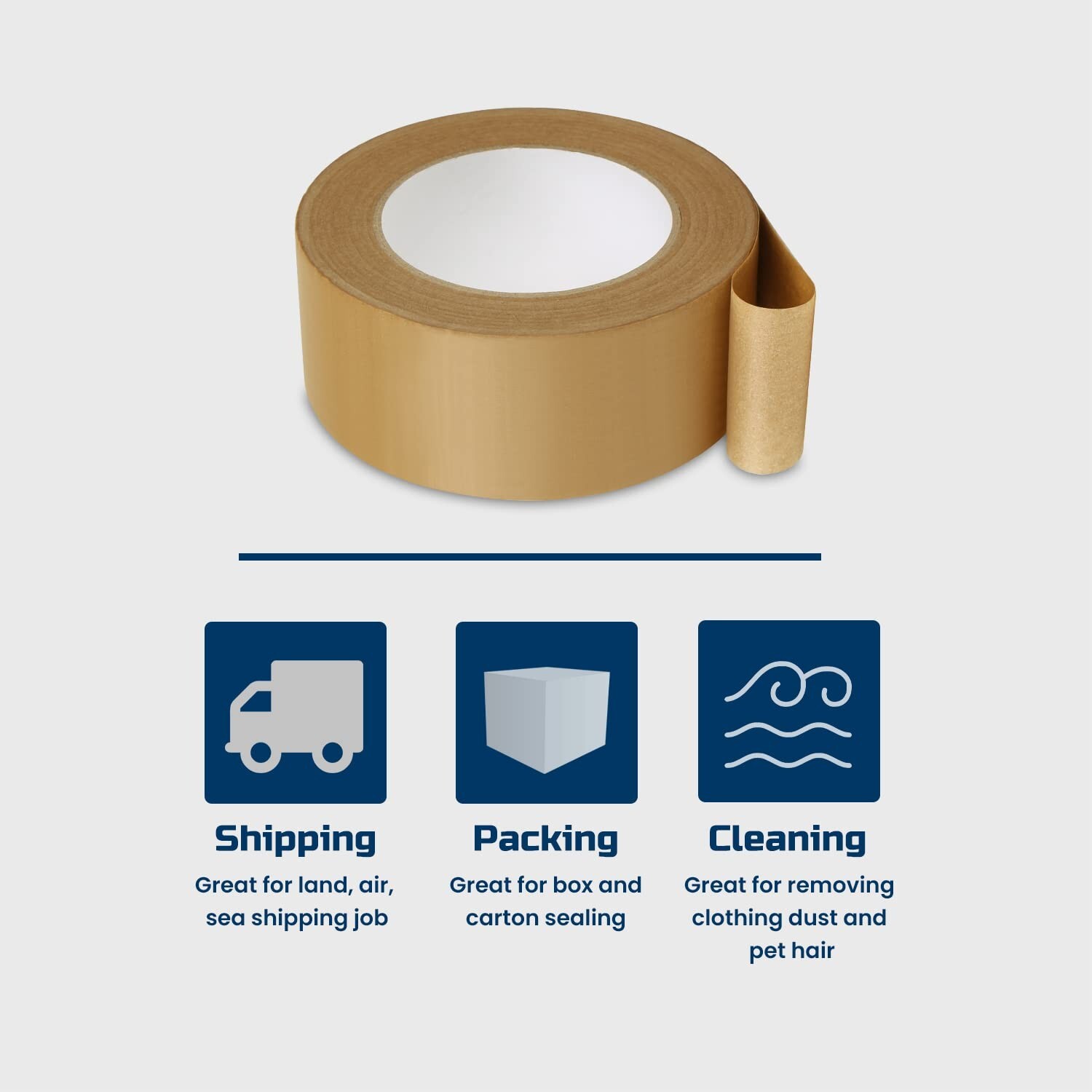 1 Roll 2″x55 Yard Self-Adhesive Kraft Paper Carton Box Sealing Packing Tape