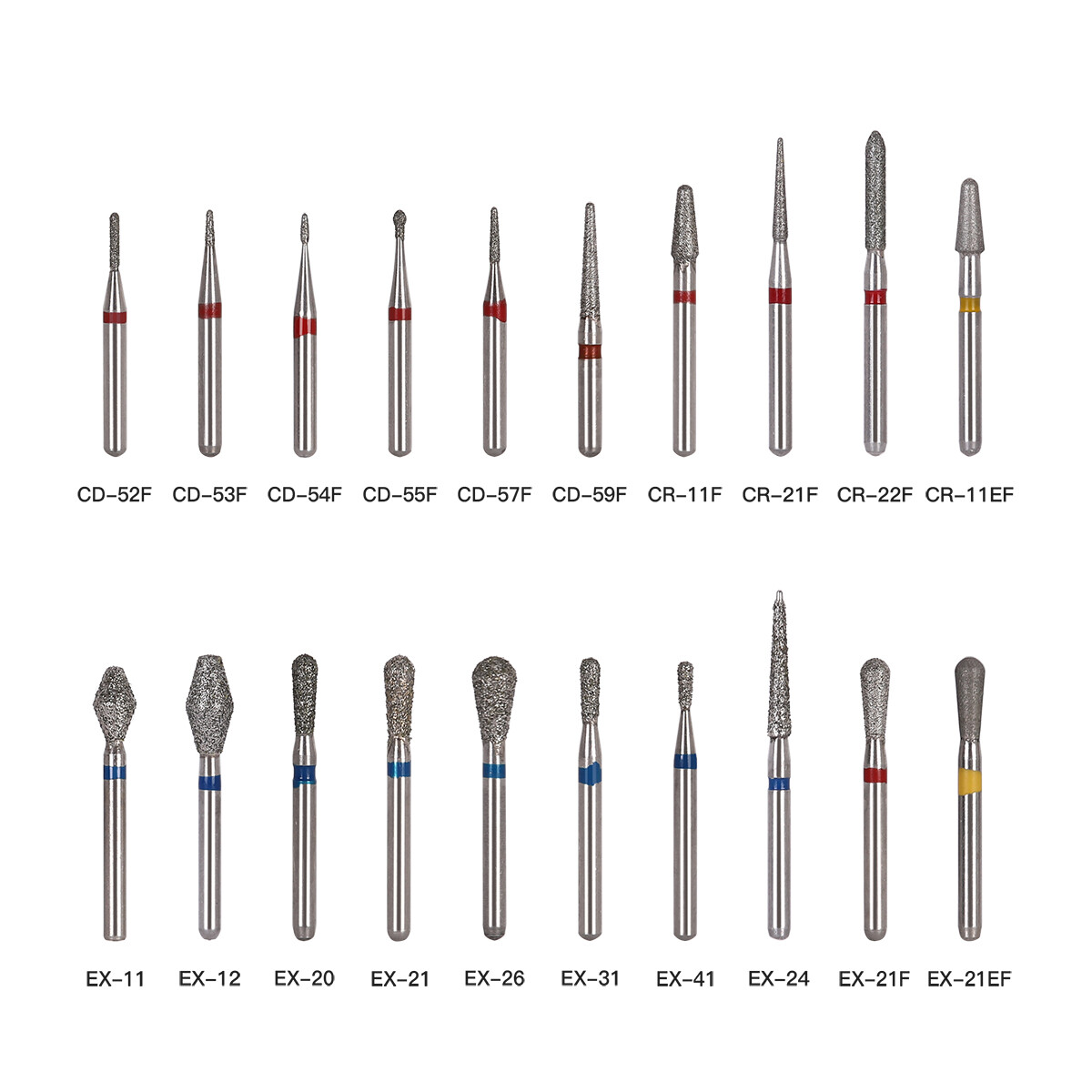 25pcs AZDENT Dental FG Diamond Burs For High Speed Handpiece Friction Grip