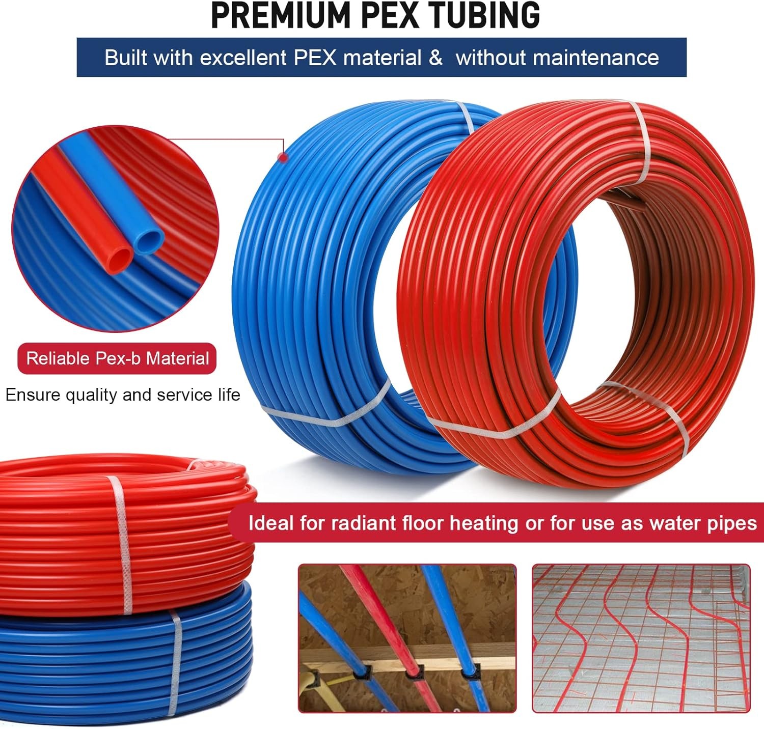 2 Rolls 1/2 Inch PEX B Pipe 100ft EVOH Oxygen Barrier