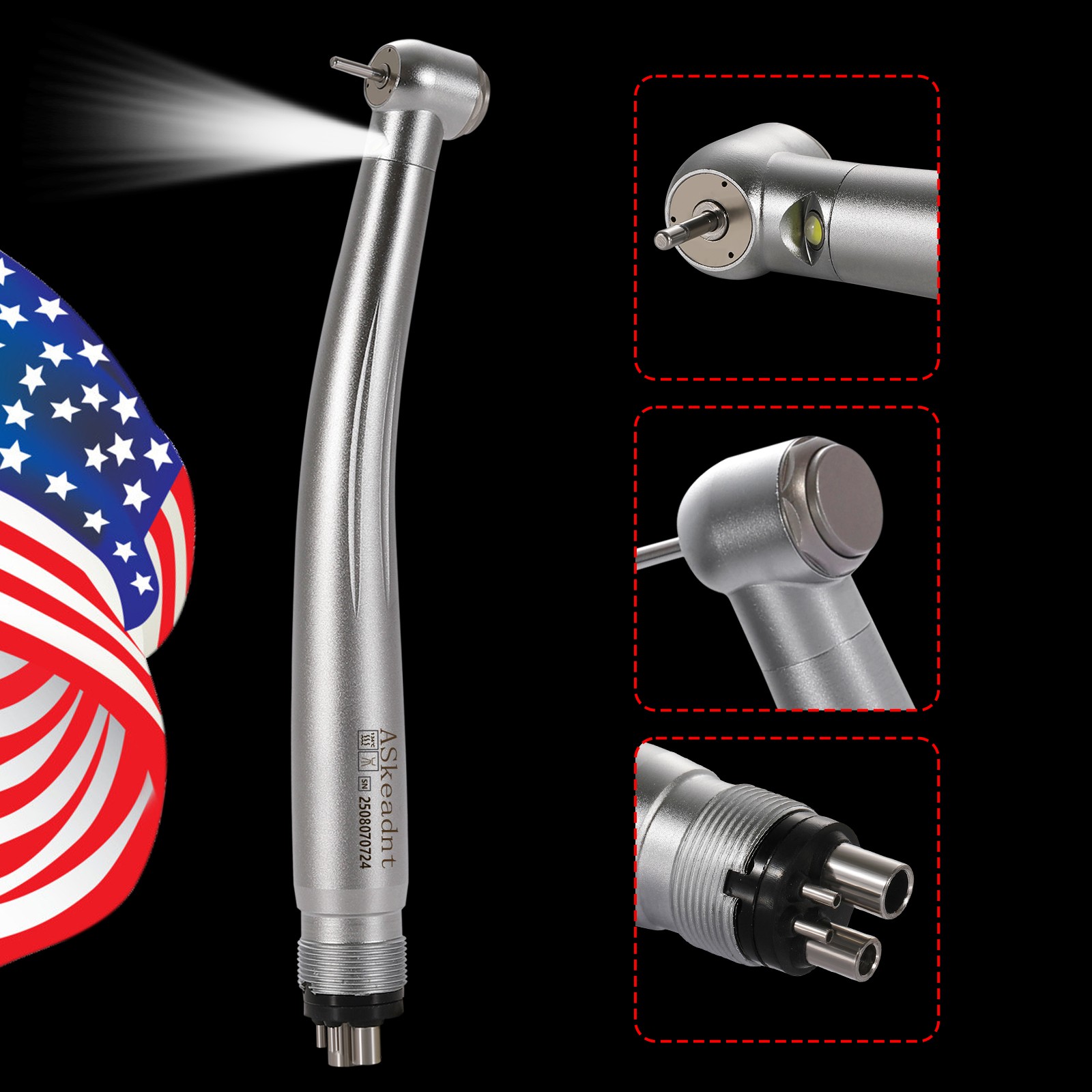 Dental PANA Max High Speed LED Handpieces NSK Type Internal Triple Spray Push US