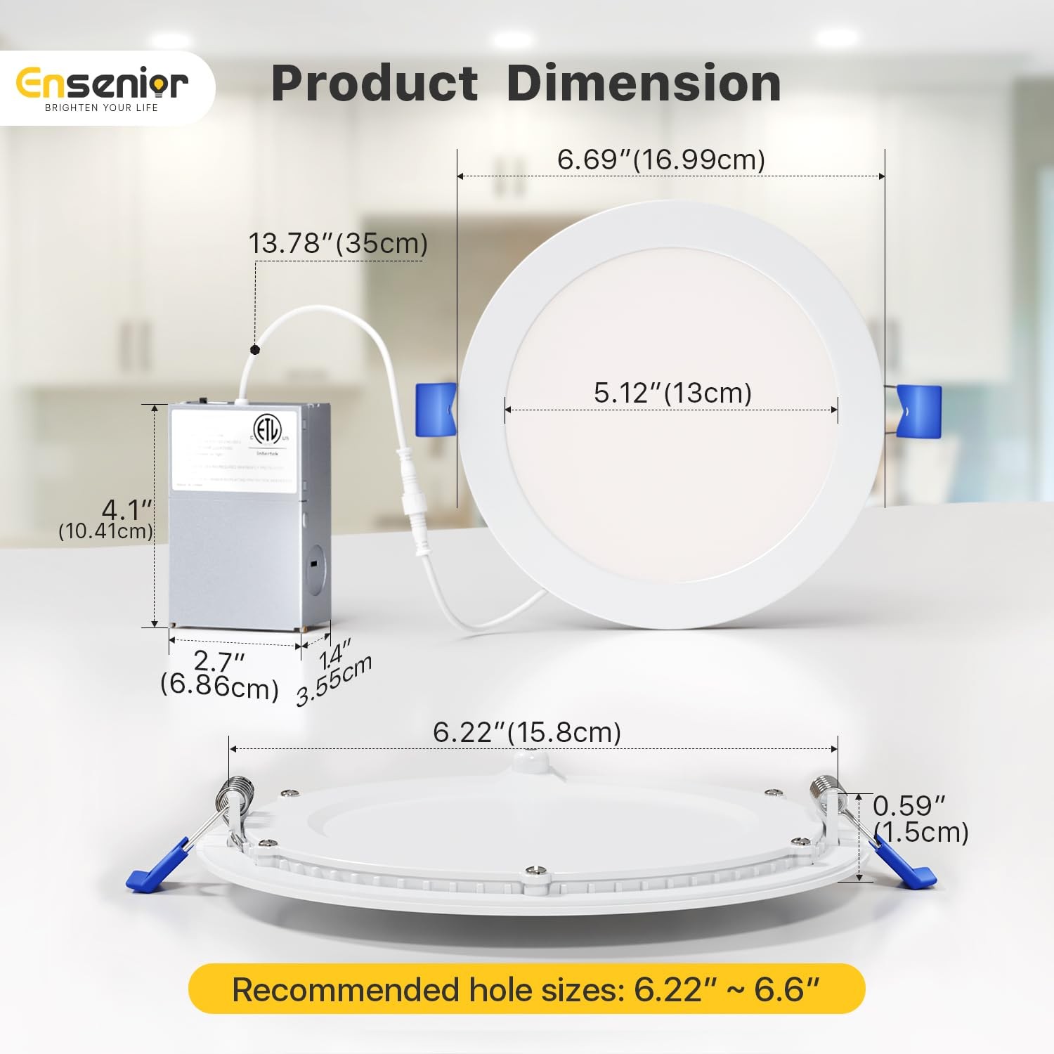 Ensenior 12 Pack 6 Inch 6 Inch, 2700k/3000k/3500k/4000k/5000k – 5cct White