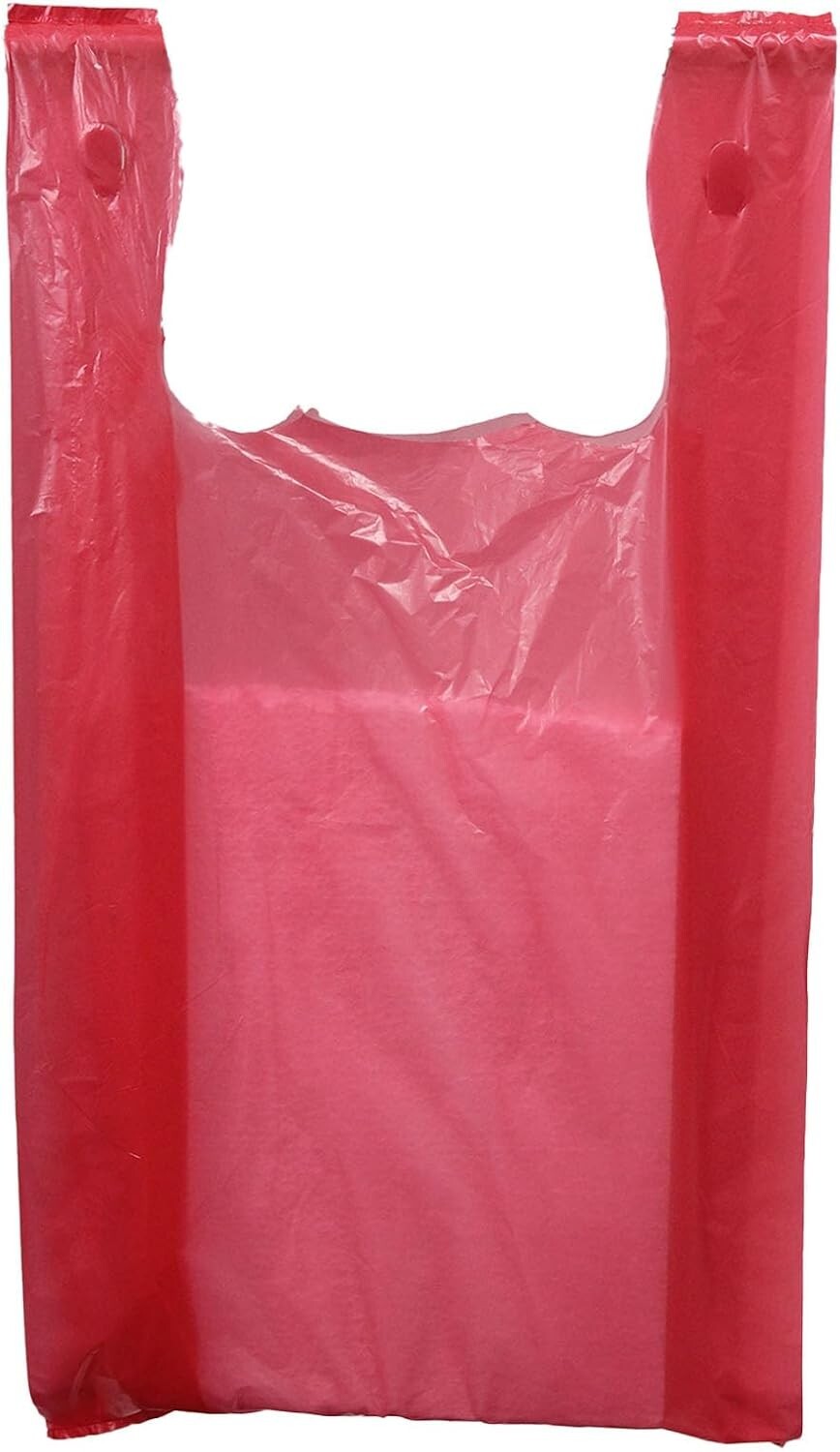 Red Plastic Bags 1000 Grocery Supermarket Store Merchandise 11 ½” x 6 x 21″ Bag