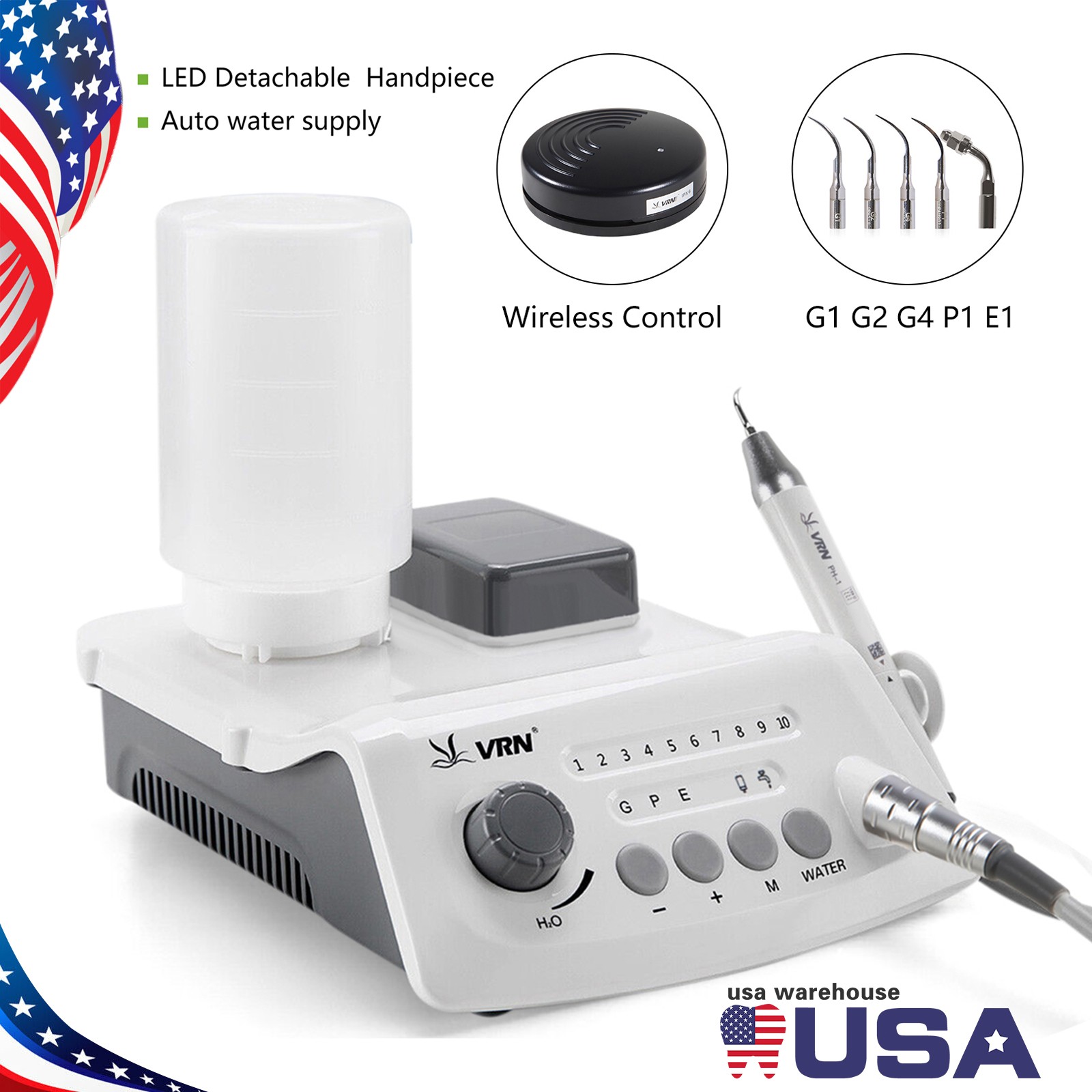 Dental Ultrasonic Scaler & LED Detachable Handpiece Auto Water Supply USA STOCK