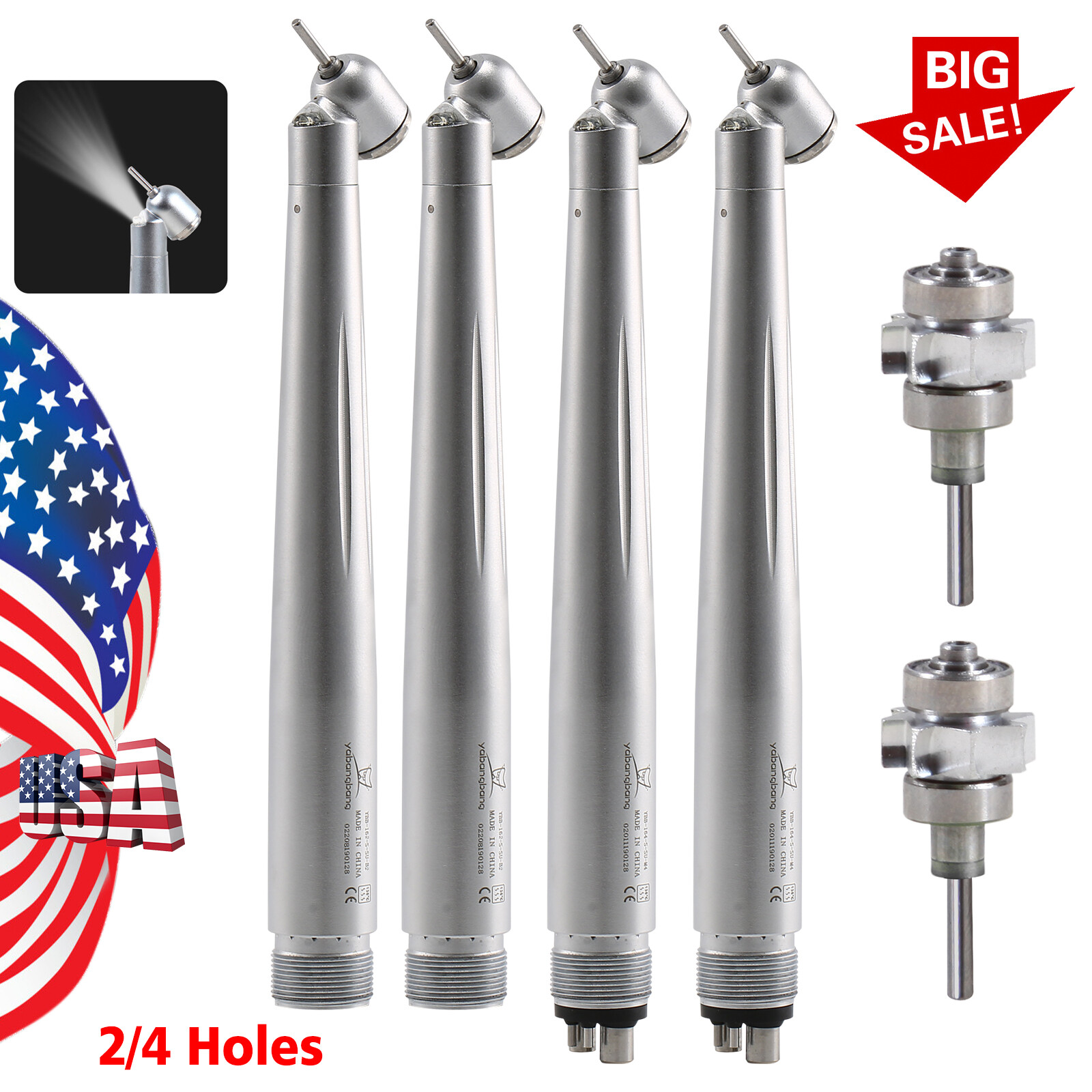 Dental 45° LED E-generator High Speed Surgical Handpiece 2/4Hole/ Cartridage os