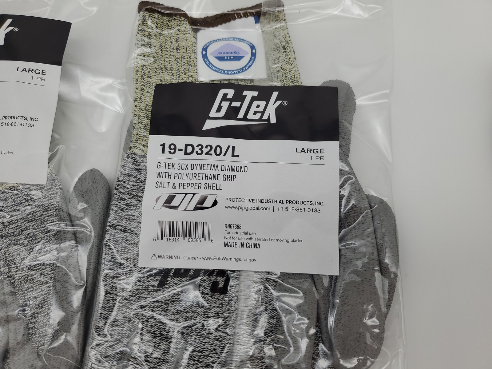 PIP Cut Resistant Work Gloves Size Large G-Tek 3GX Palm Coated 19-D320 3 Pairs