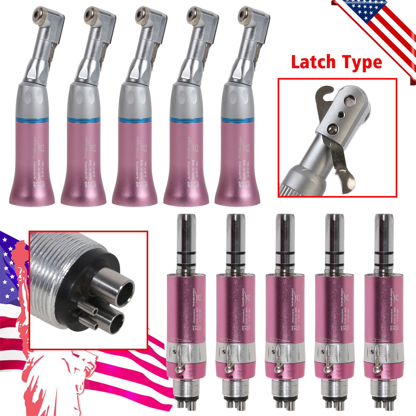 NSK Style Dental Slow Low Speed Handpiece Contra Angle/Air Motor 4 Hole