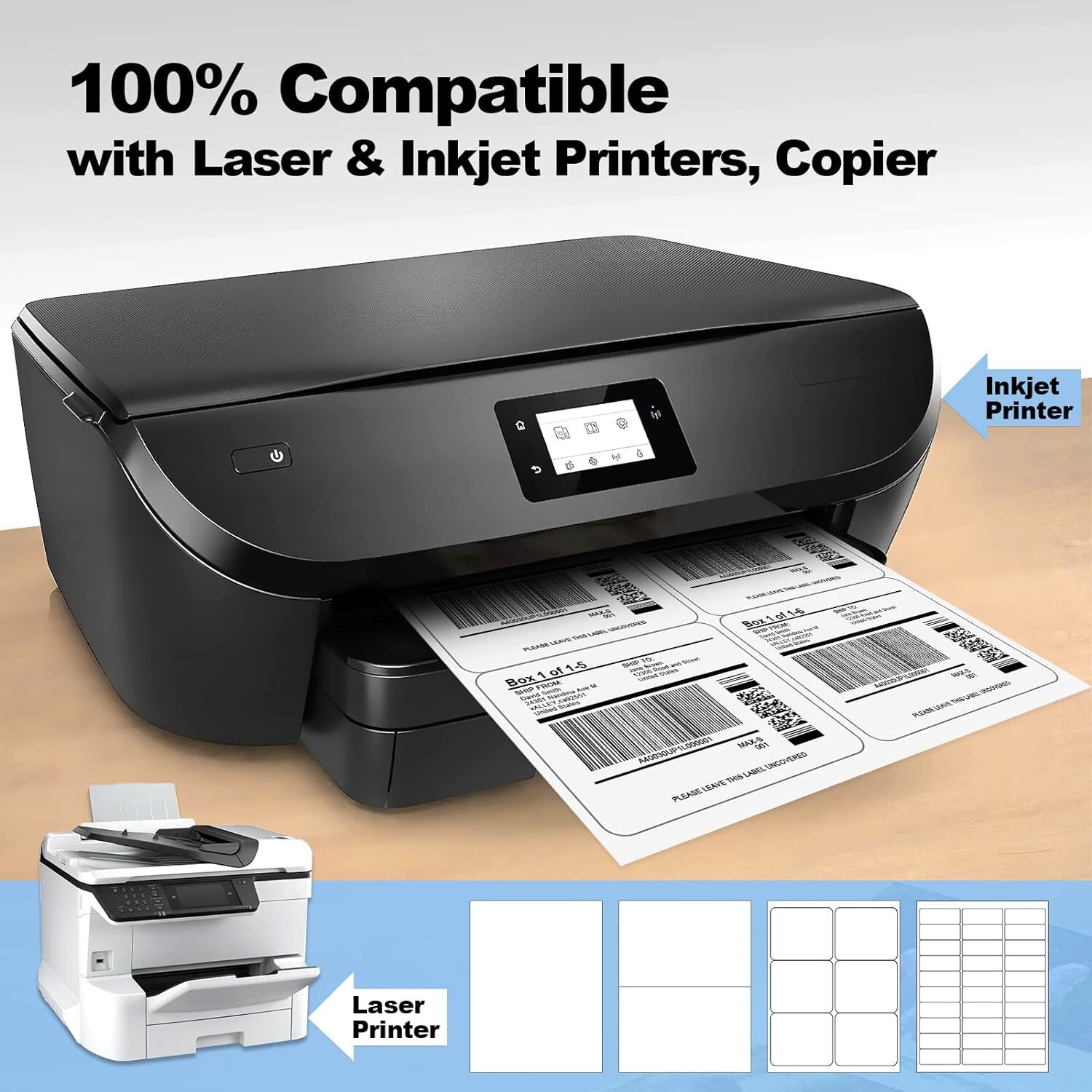 Address Shipping Labels 8.5×5.5 Self-Adhesive Blank for Laser & Inkjet Any Size