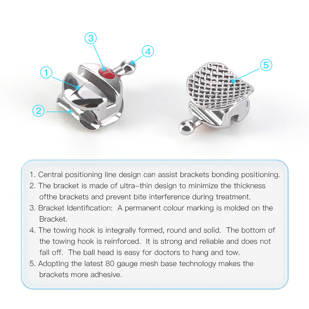 AZDENT Dental Orthodontic Q-type Bracket Spherical Braces ROTH/MBT 0.022 HK 345