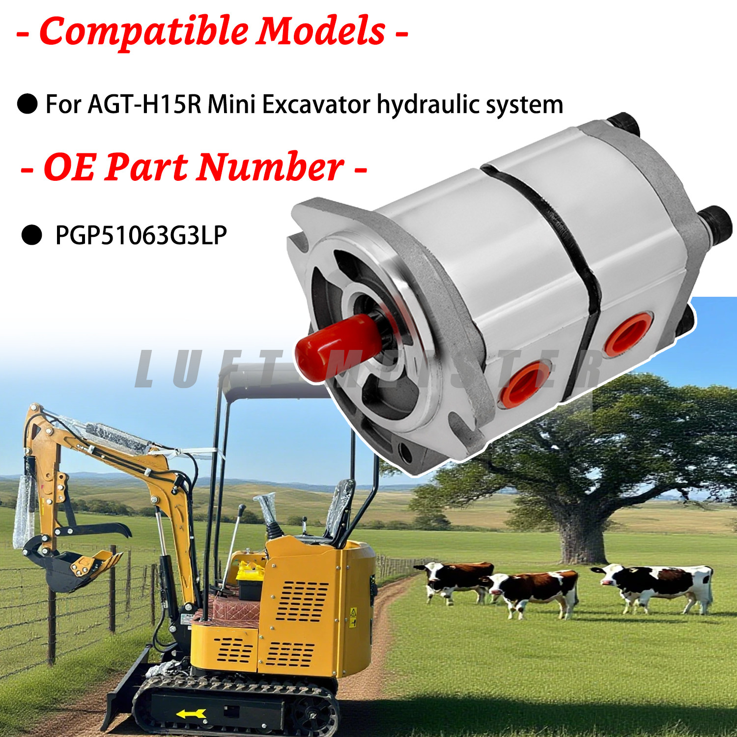 PGP51063G3LP For AGT-H15R Mini Excavator Hydraulic Gear Pump Double Acting Pump