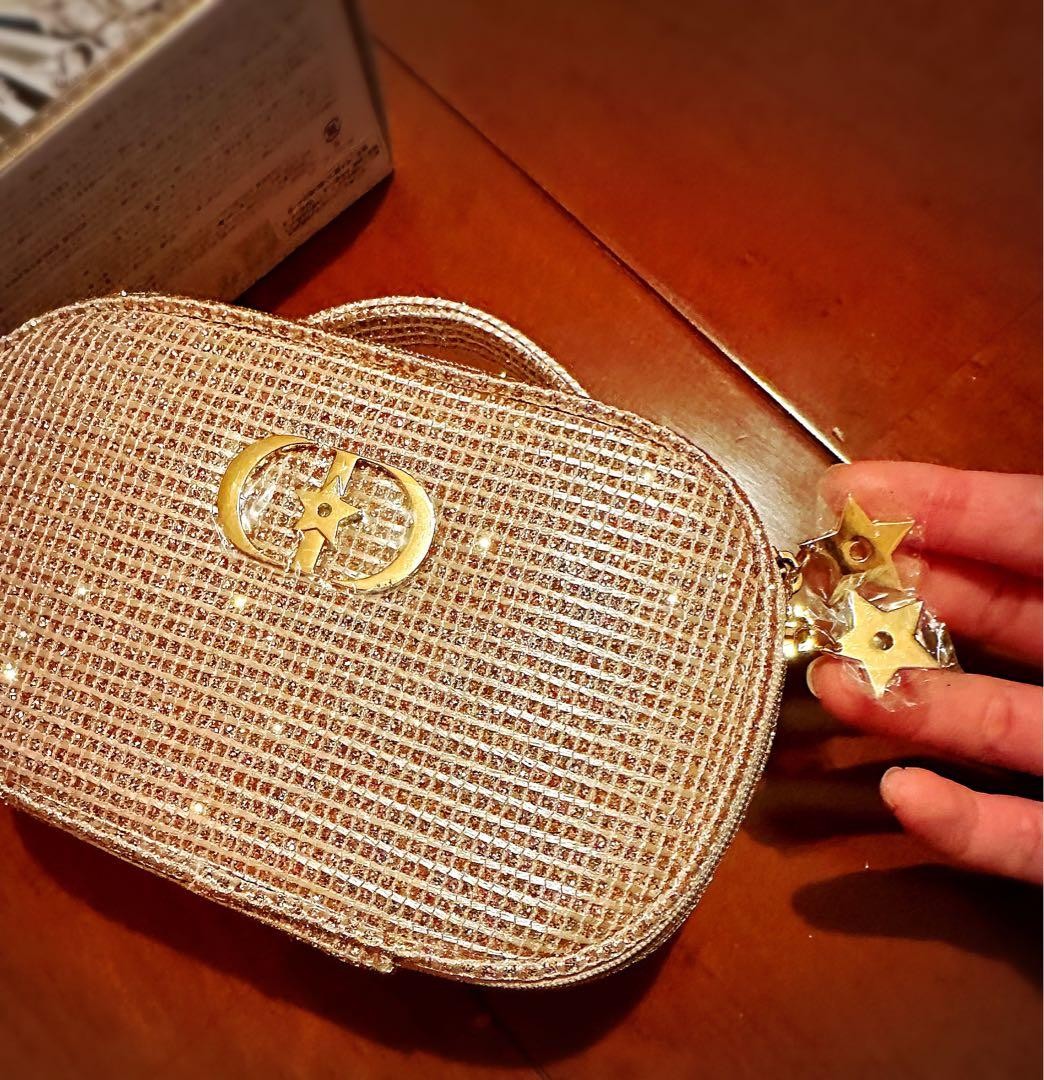 Christian Dior 2025 limited pouch bag Holiday Cosmetic Bag Gold