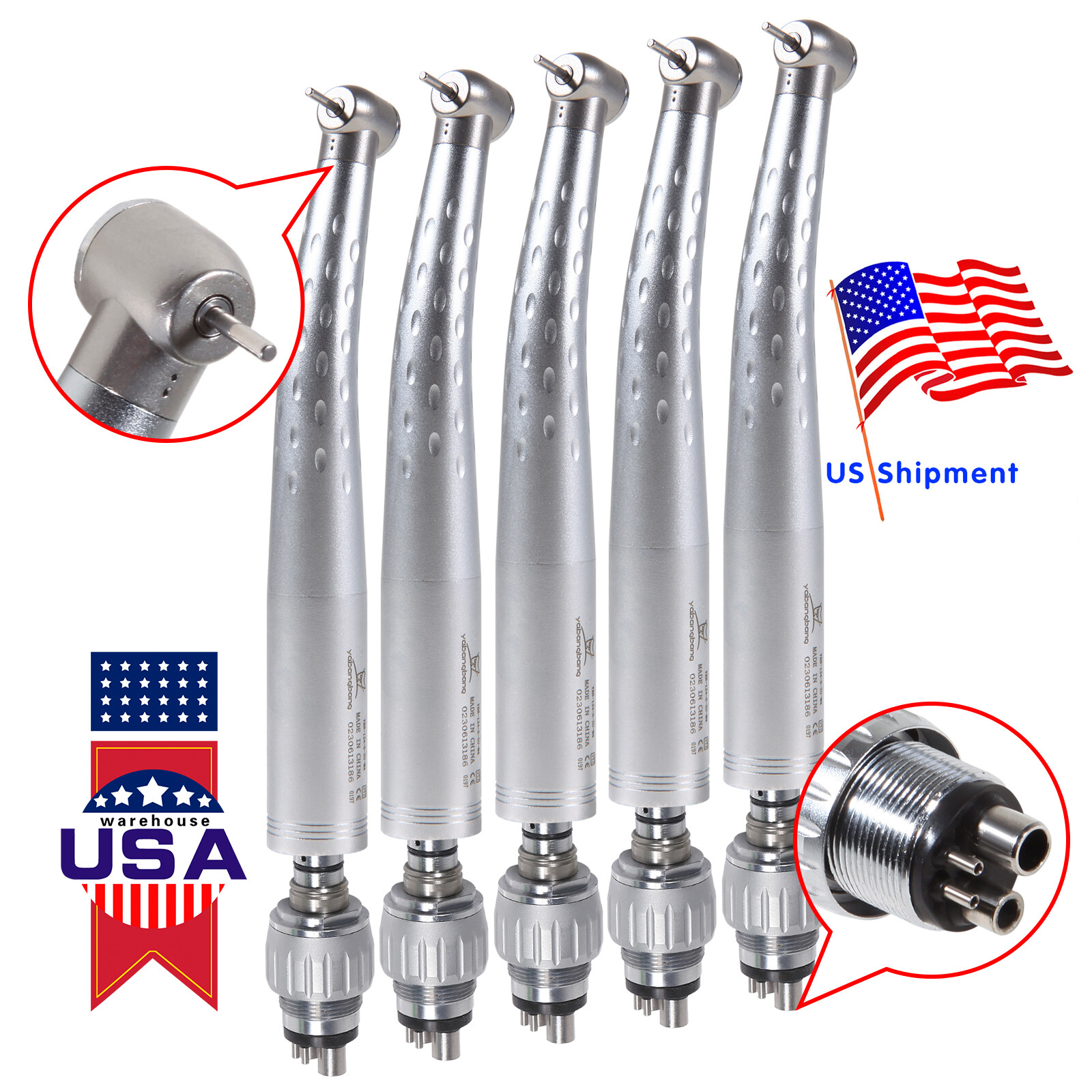 1-10 YABANGBANG Dental High Speed Handpiece / +4Hole Swivel Coupler For KaV GB4