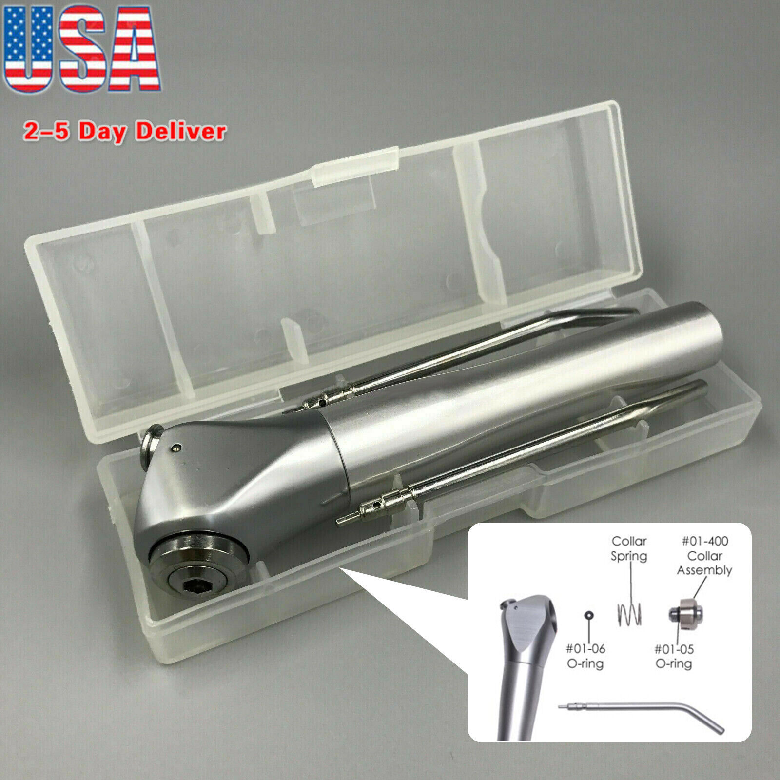 Dental Air Water Syringe Triple Spray 3 Way Handpiece with 2 Nozzles Tips Tubes