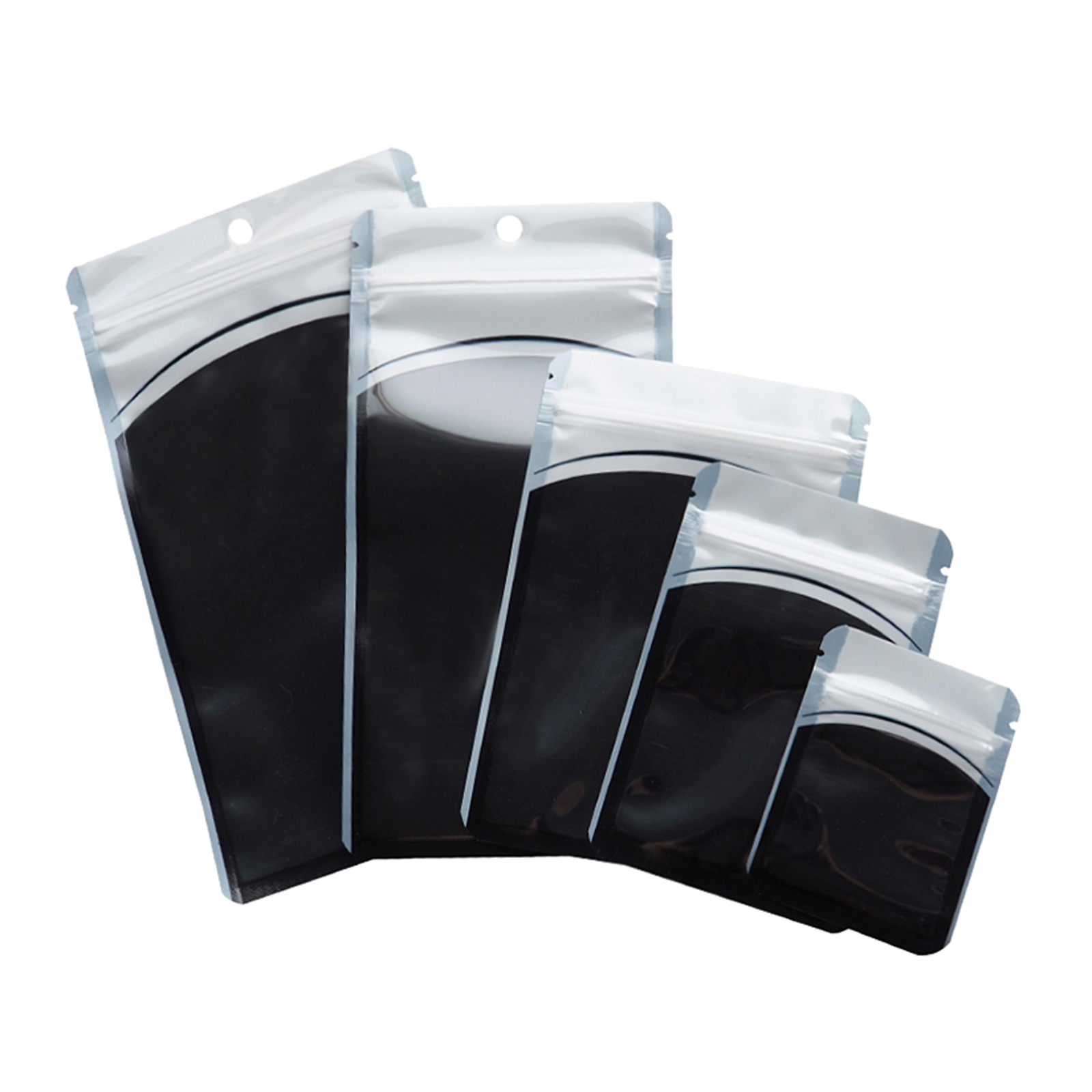 Clear Black Resealable Zip Poly Plastic Bag Pouch Hang Hole Option