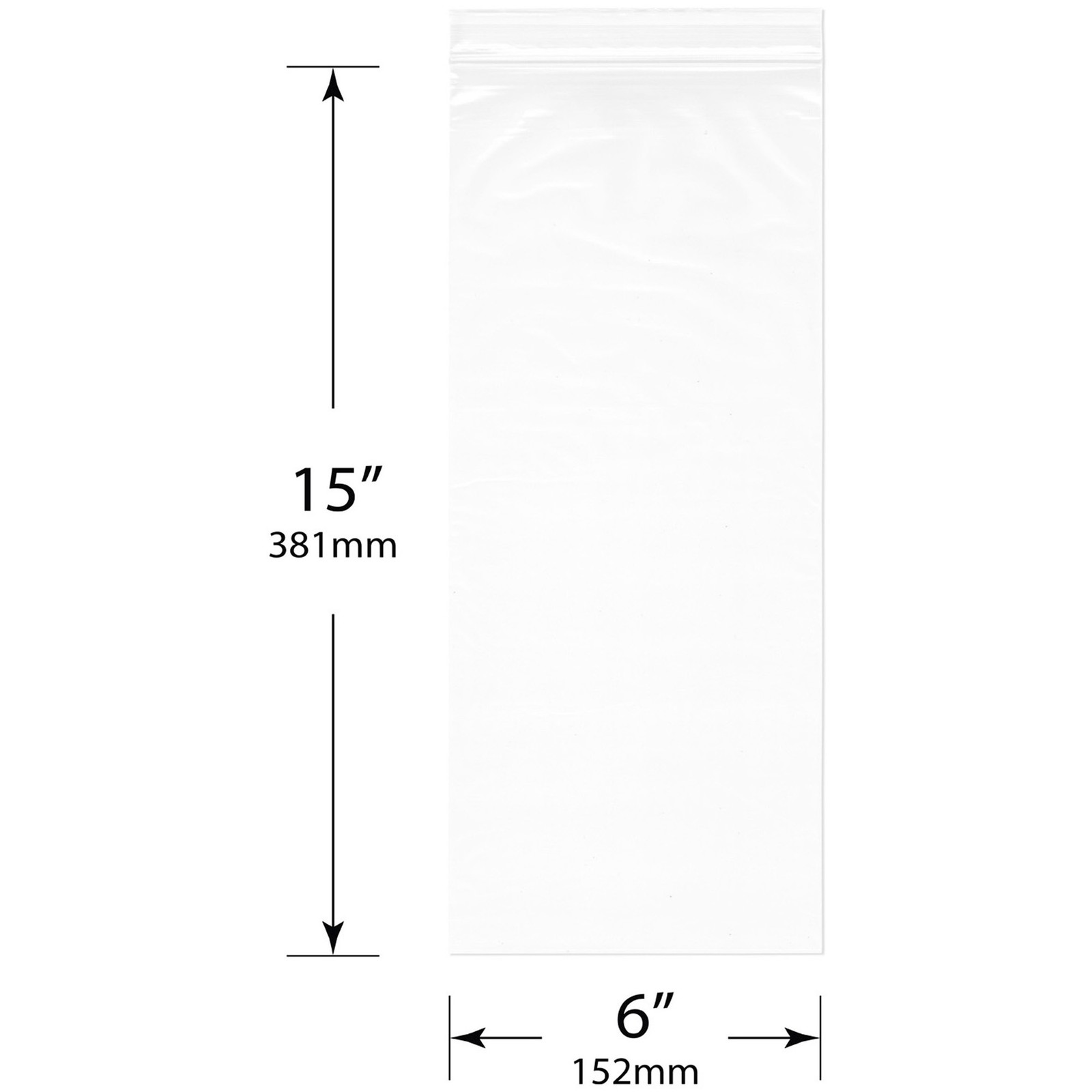 Plymor 6″ x 15″, 2 Mil Zipper Reclosable Plastic Bags