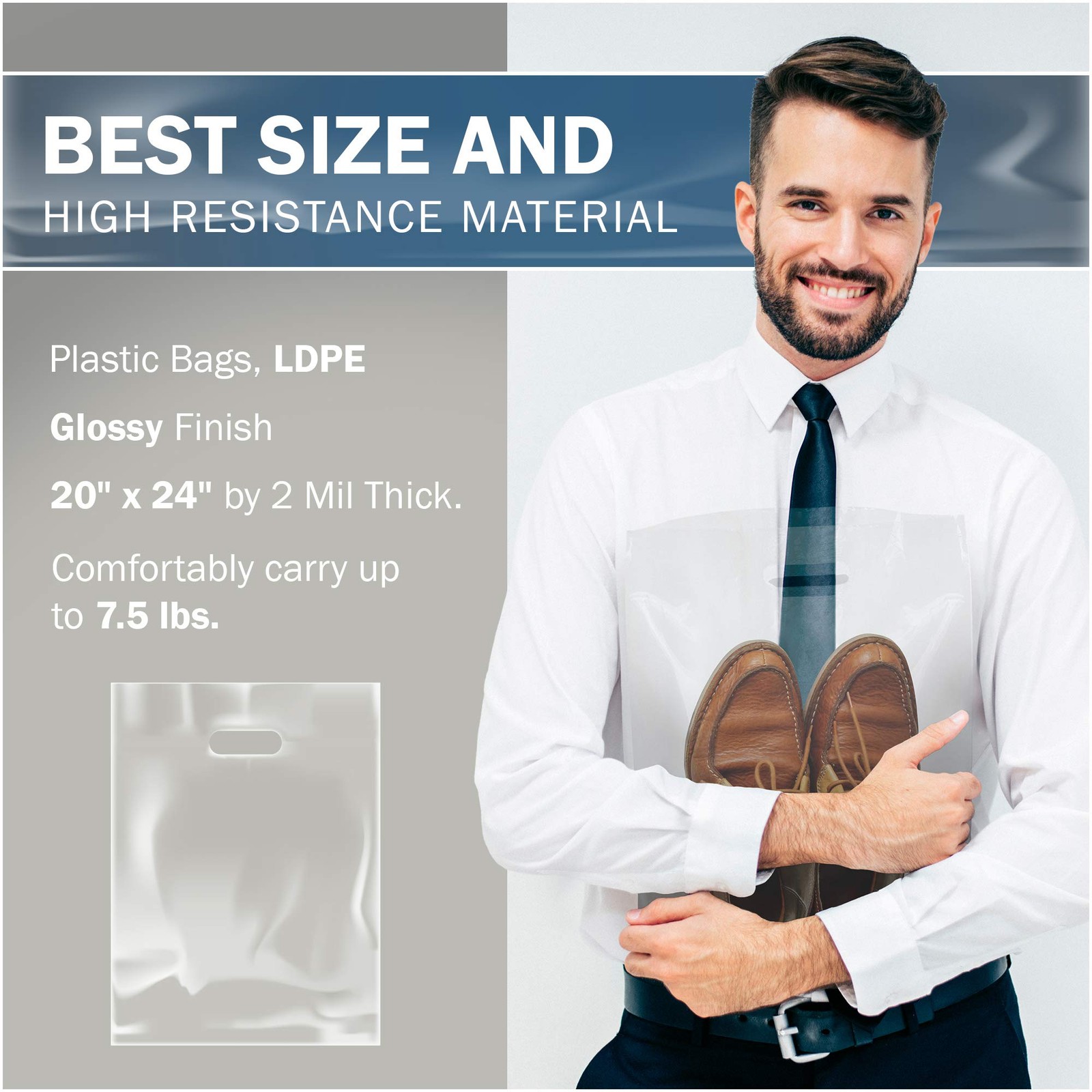 20×24 Clear Plastic Merchandise Bags, Glossy Finish, Extra Large Retail Size,…