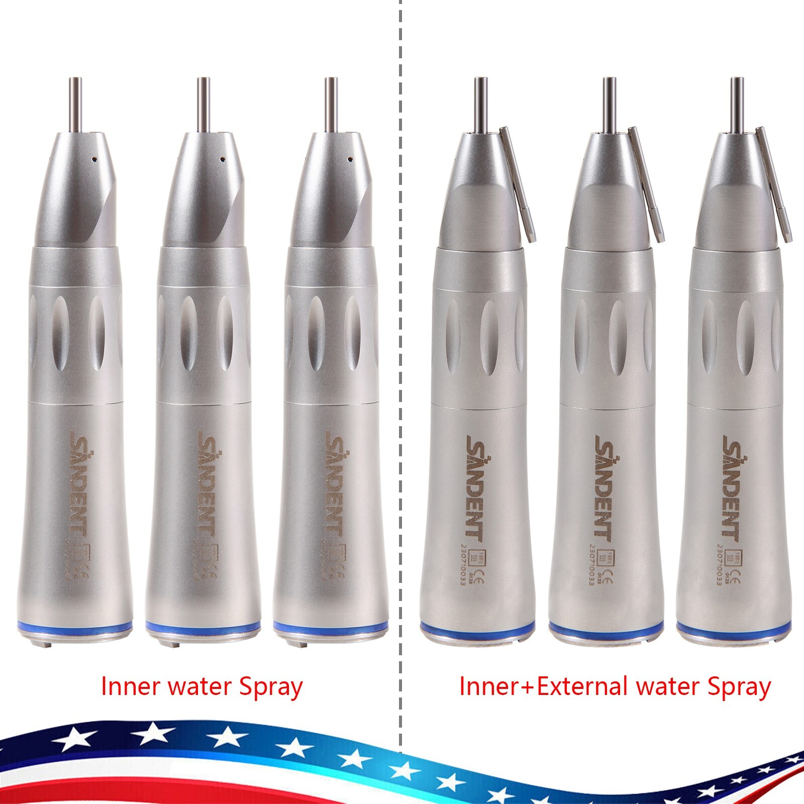1-10*SANDENT Dental 1:1 Fiber Optic LED Surgical Straight Handpiece Nose Cone OR