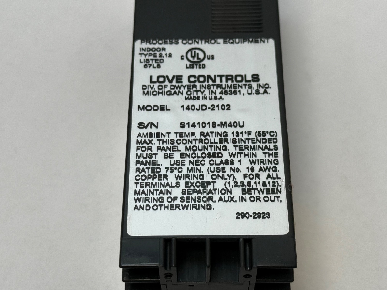 Love-Controls 140JD-2102 Panel Mount Temperature Controller 0-120°F 140JD2102