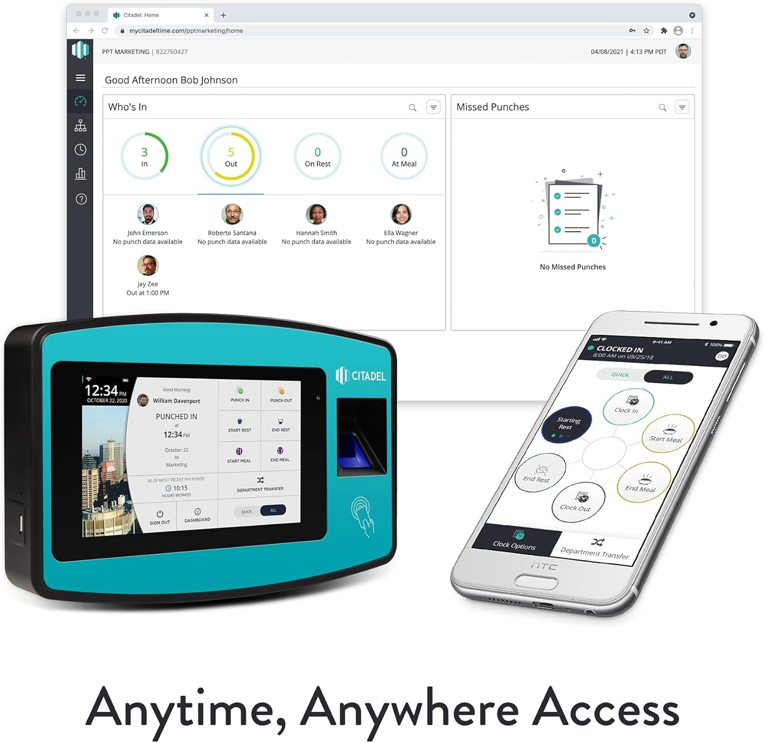 Citadel Tablet Time Clock with Fingerprint Sensor (GT2000)