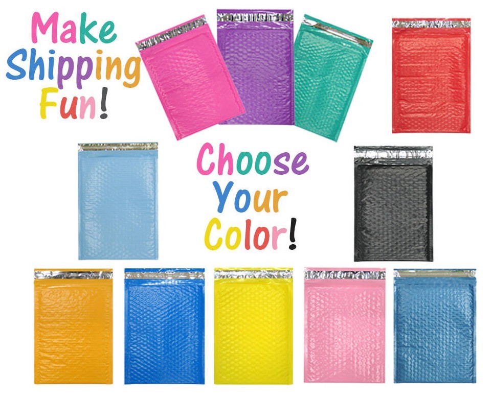 Assorted Sizes 8.5×12, 6×9, & 4×8 Colored Poly Bubble Mailers, Padded Envelopes!
