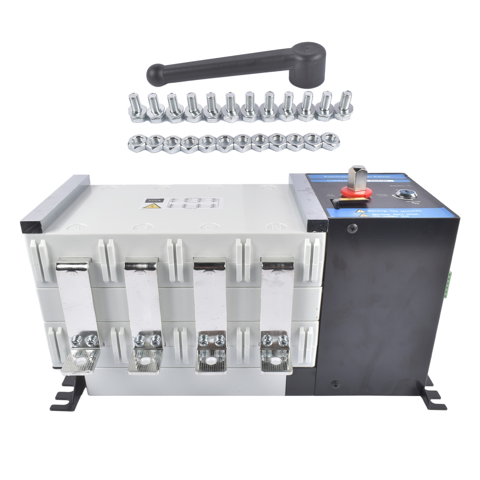Industrial Automatic Transfer Switch 4P 400A 110V or 220V Plastic Metal White