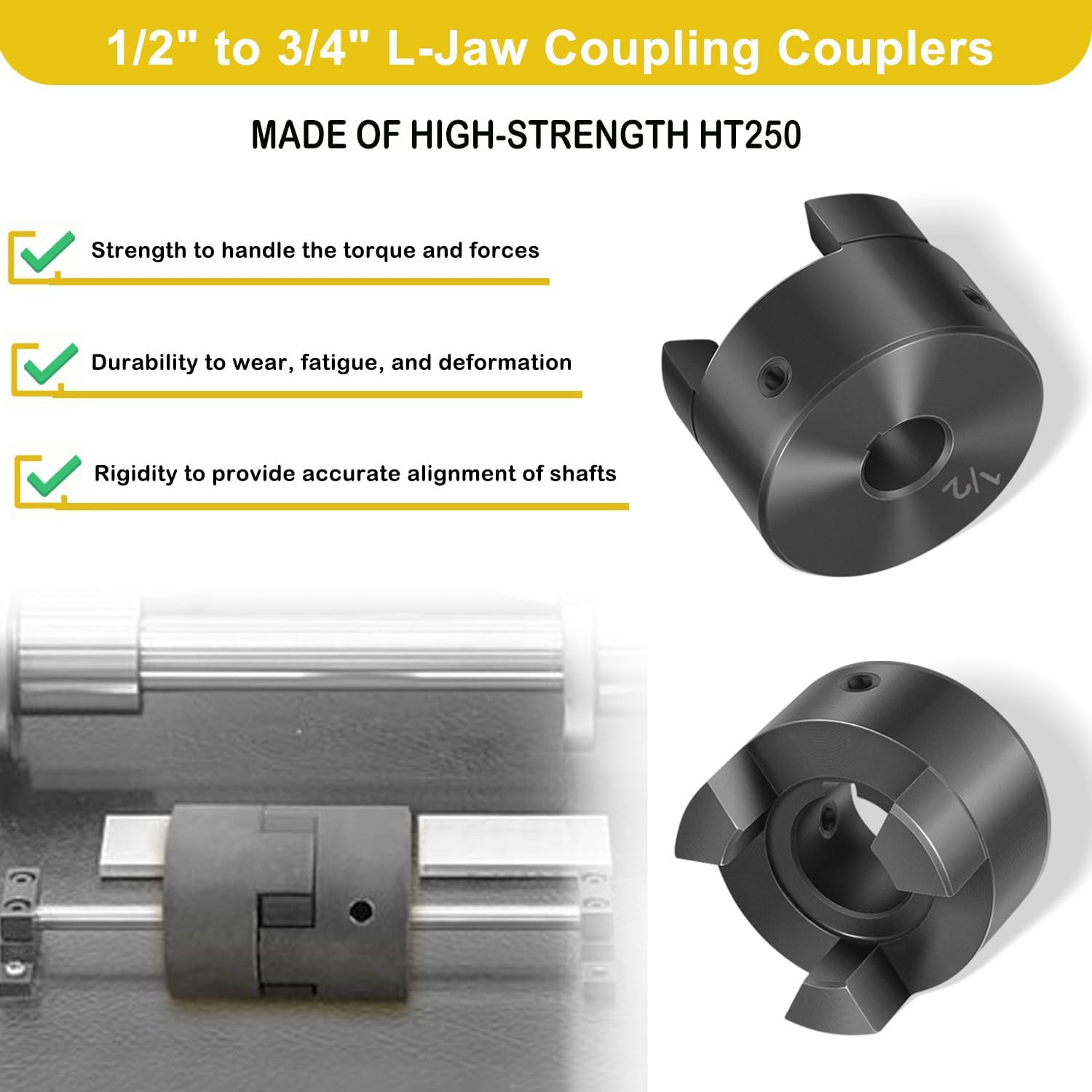 1/2″ to 3/4″ L075 L-Jaw Flexible Coupling Set Buna-N Spider Log Splitter Coupler