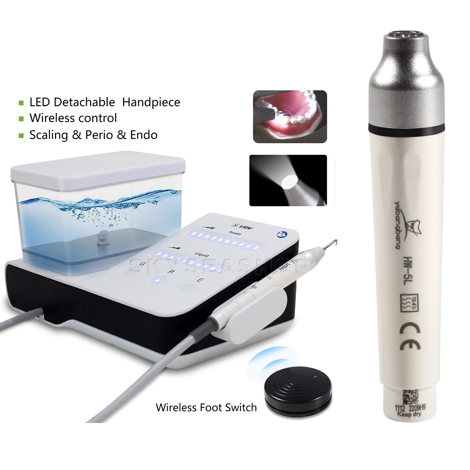 Dental Ultrasonic Scaler w/ LED Handpiece Scaling Perio Endo Auto Water Supply