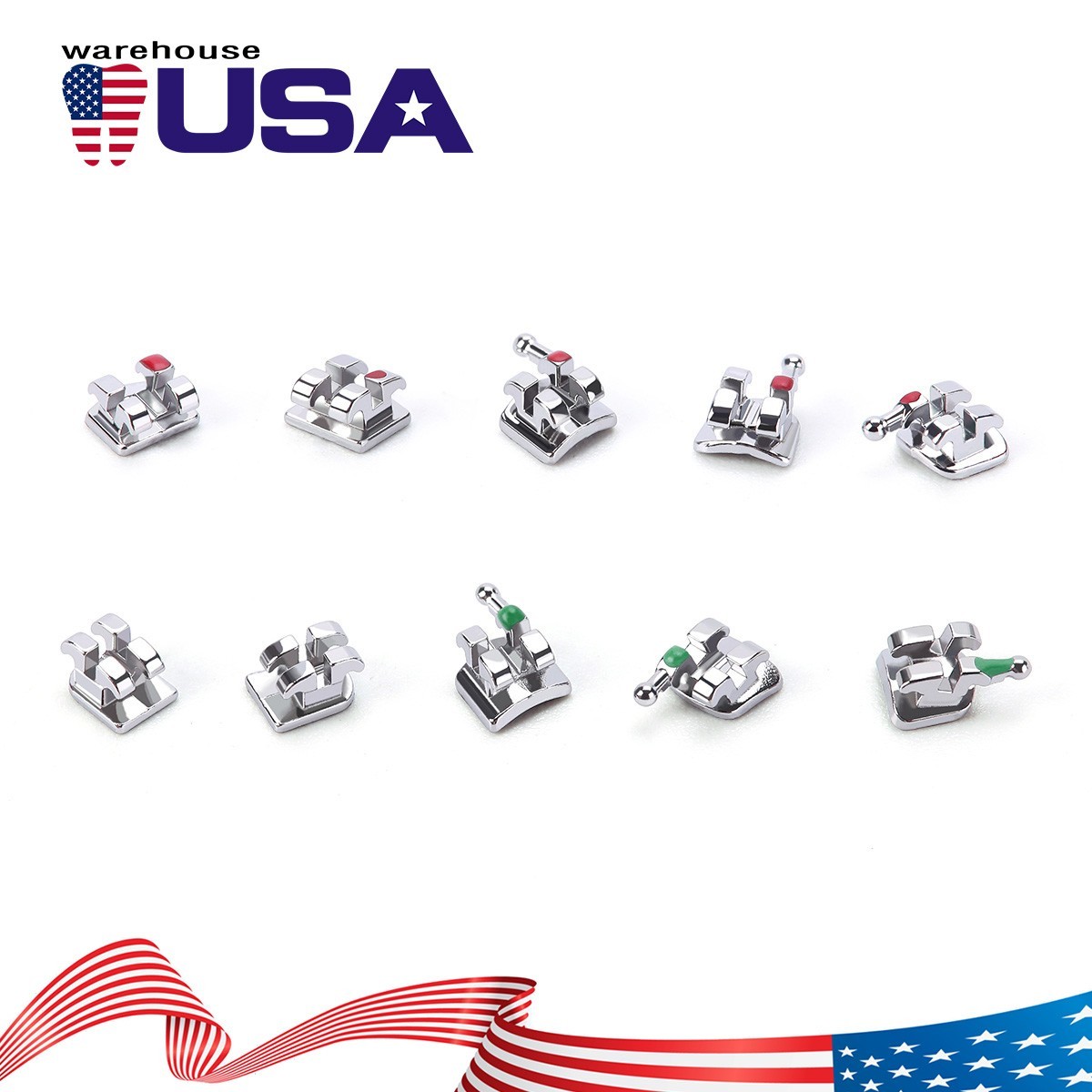 20 X Dental Orthodontic Brackets Braces Mini Roth MBT 022 /018 Hook 345