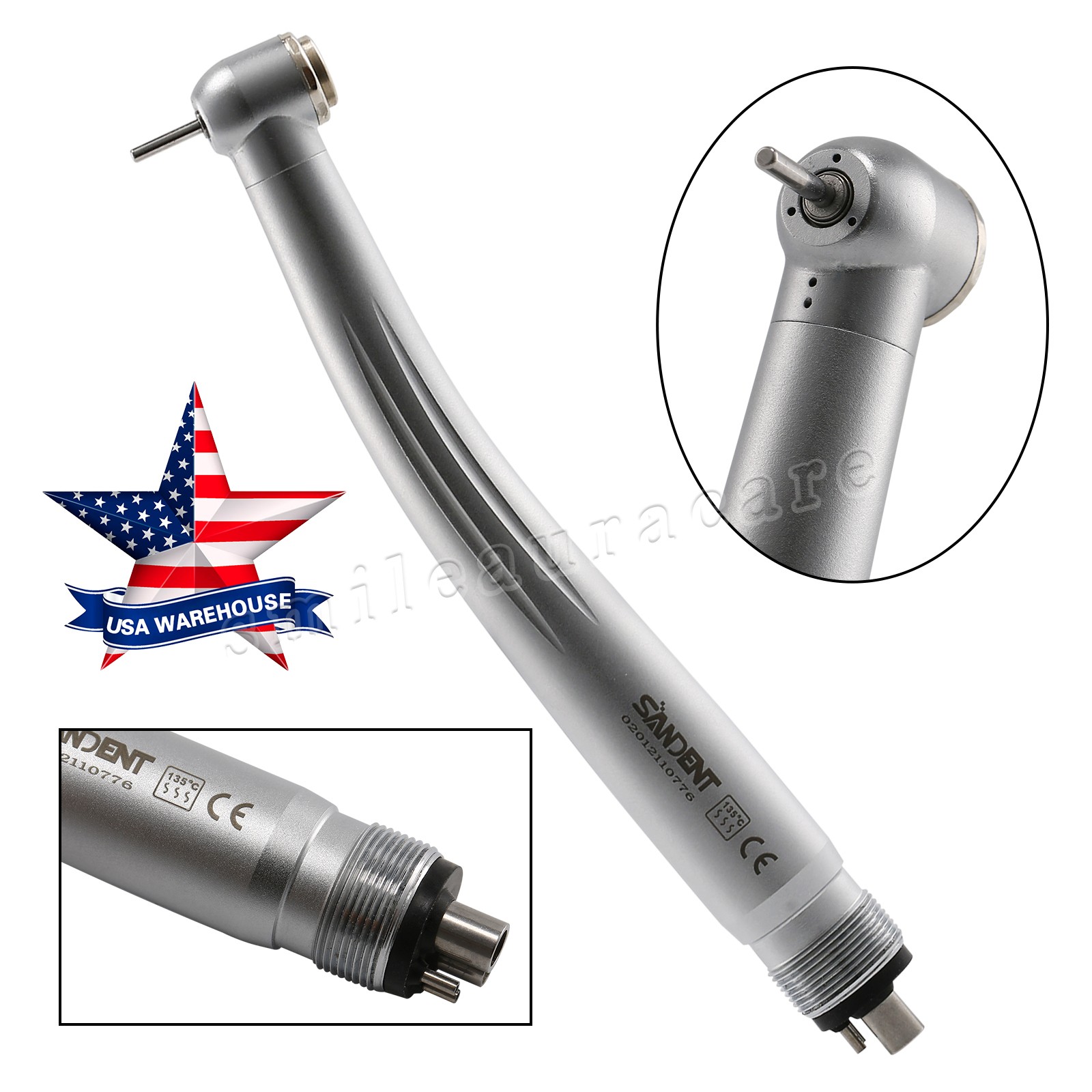 Dental High Speed Handpiece Single Water Spray Push Button 4 Hole Air Turbine